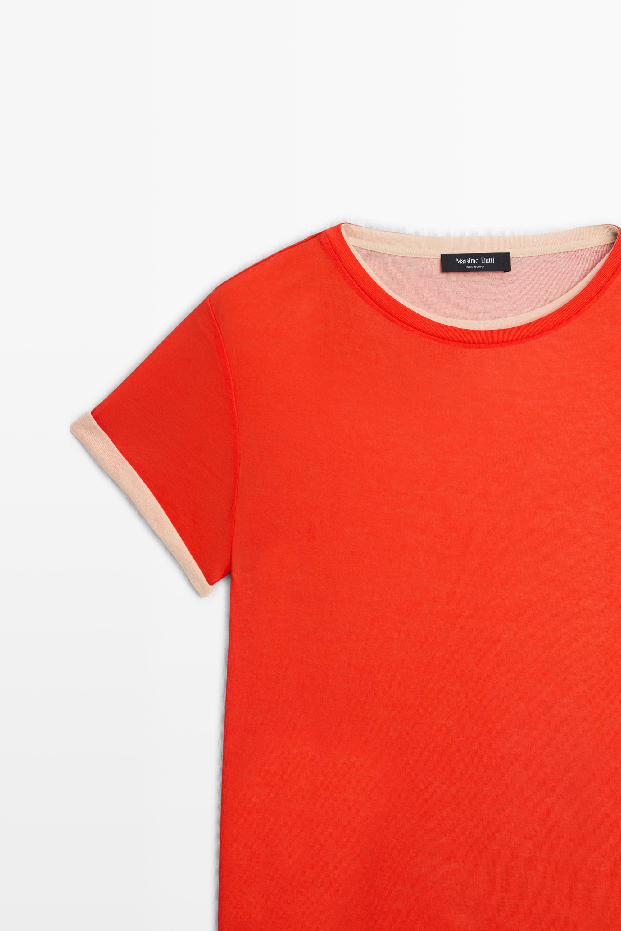Double-layer short sleeve T-shirt — RED