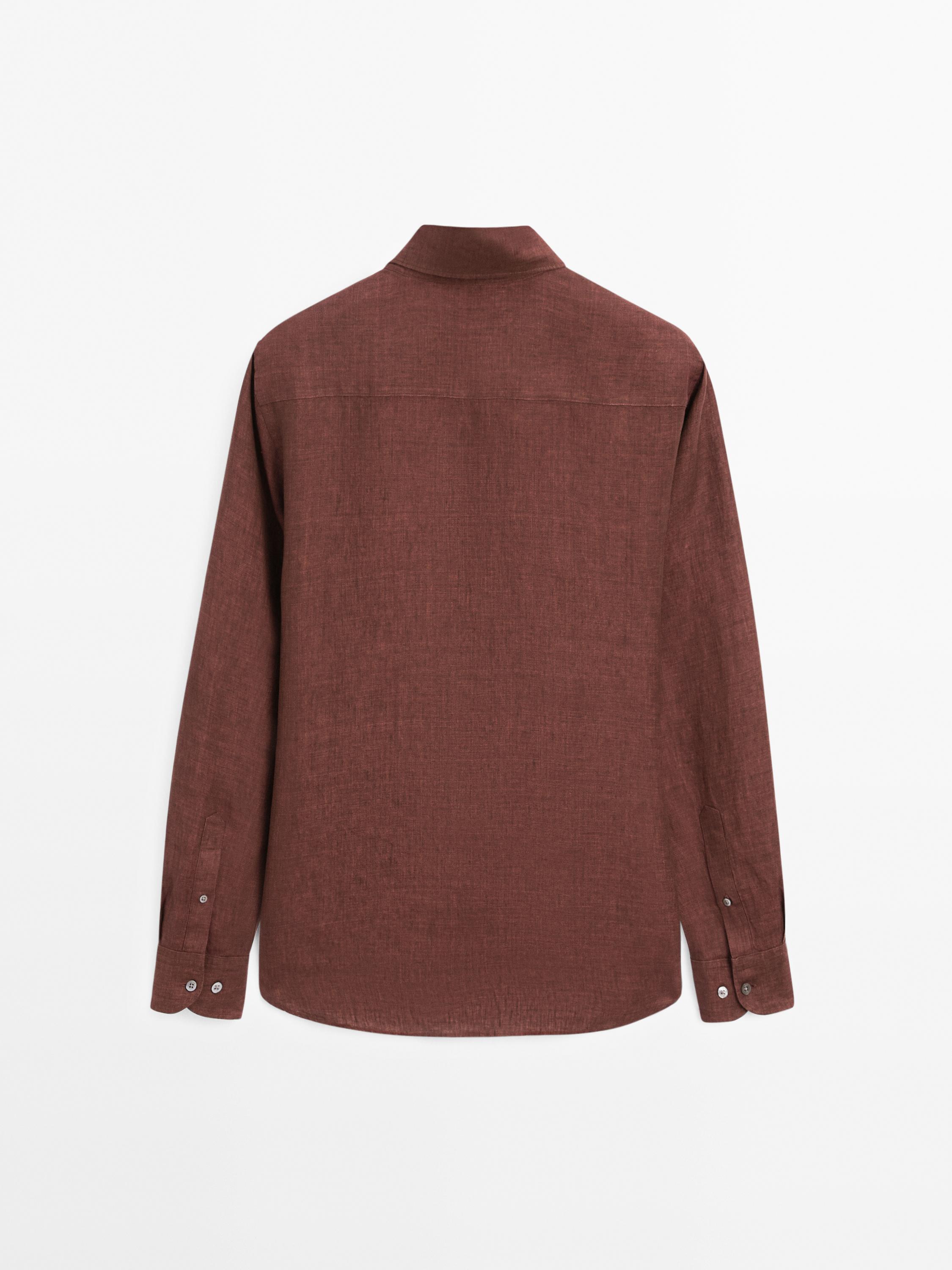 Slim fit faded 100% linen shirt