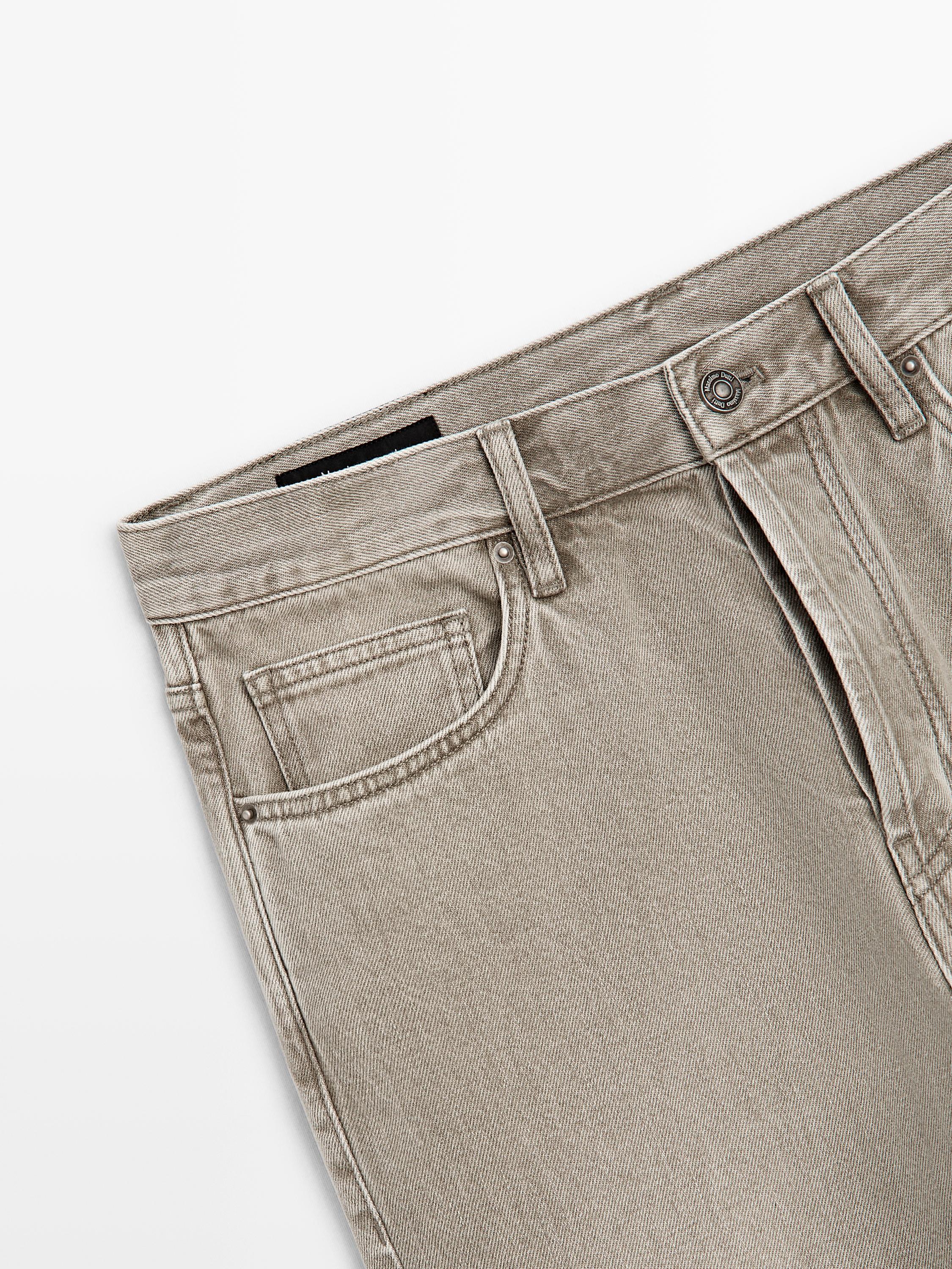 Straight-leg jeans — Greyish green