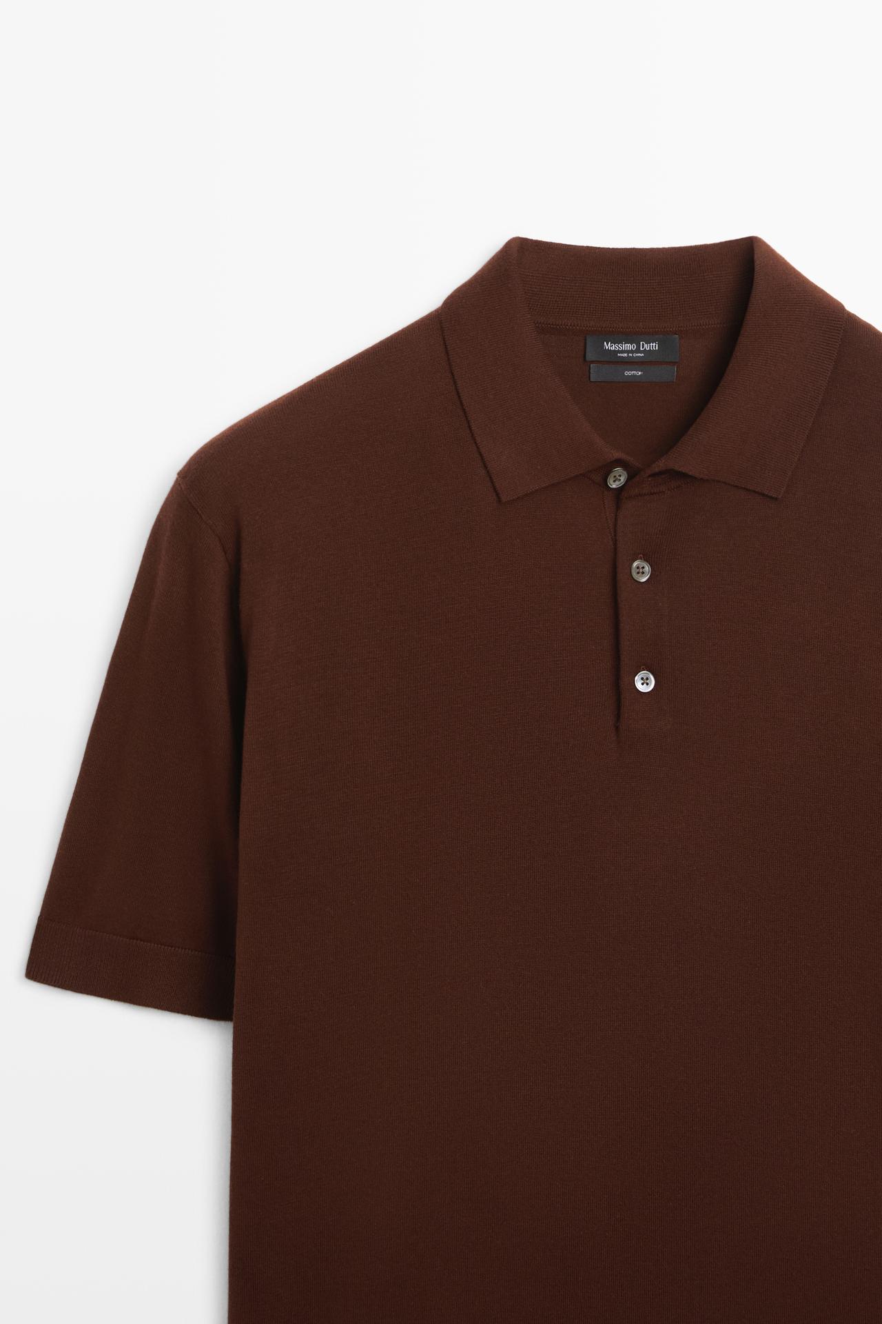 100% cotton knit polo sweater — BRANDY