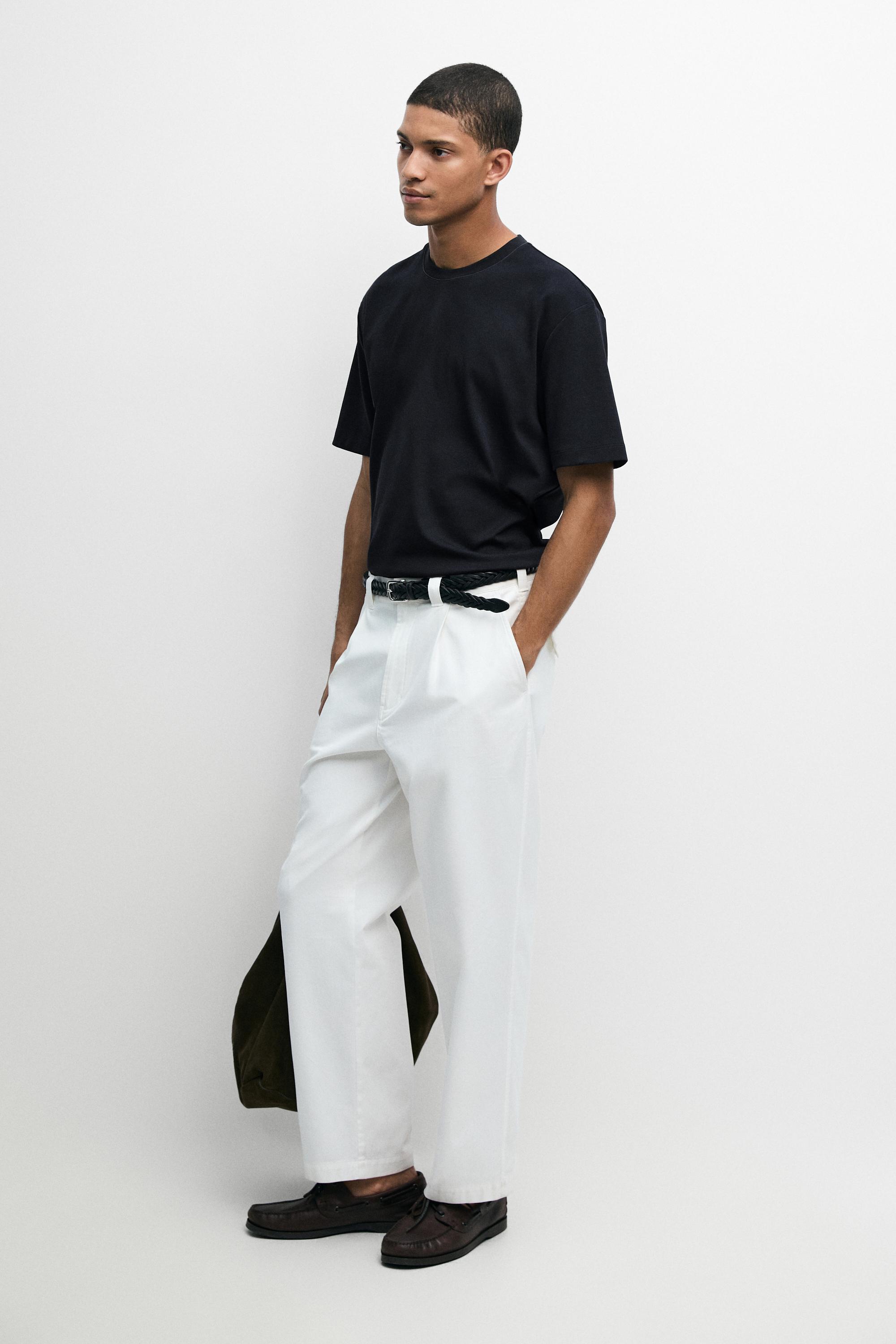 Contrast neck short sleeve T-shirt — NAVY BLUE