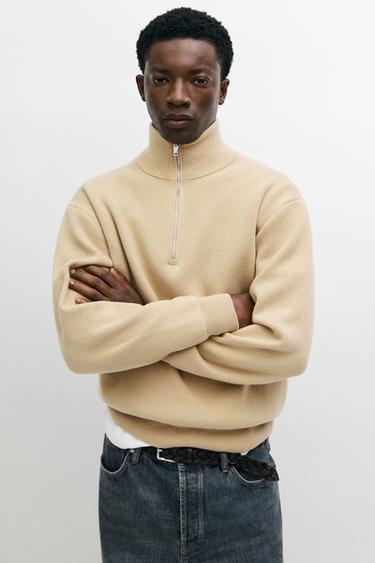 Wool mock neck knit sweater — CAMEL 3