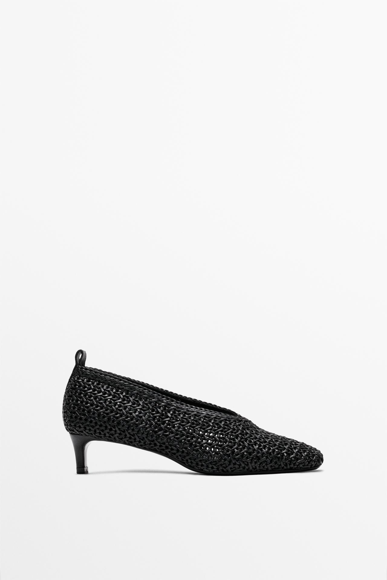 Braided leather heel shoes — BLACK