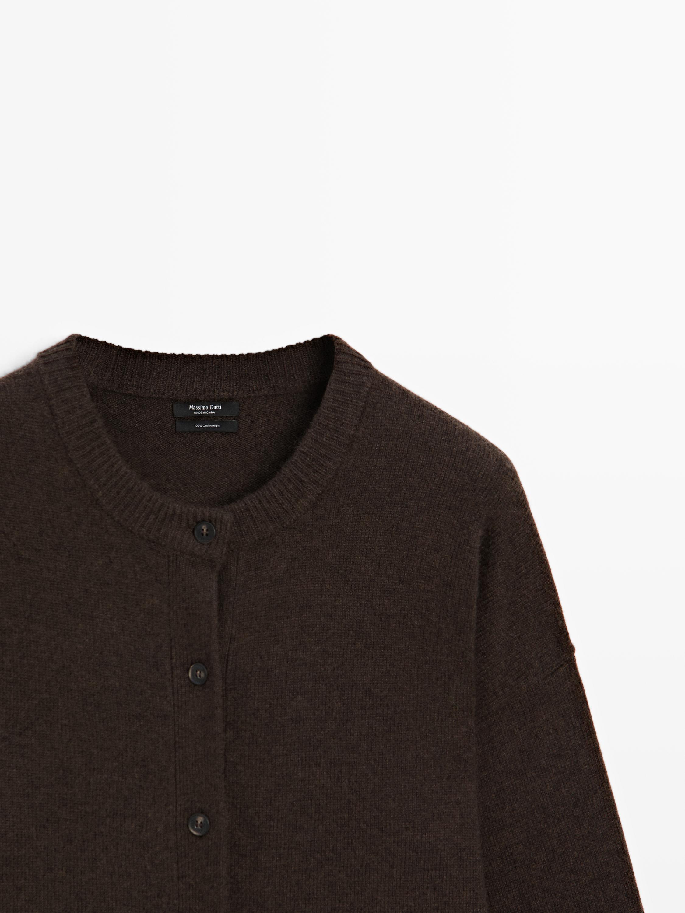 Long knit cashmere cardigan — Chocolate