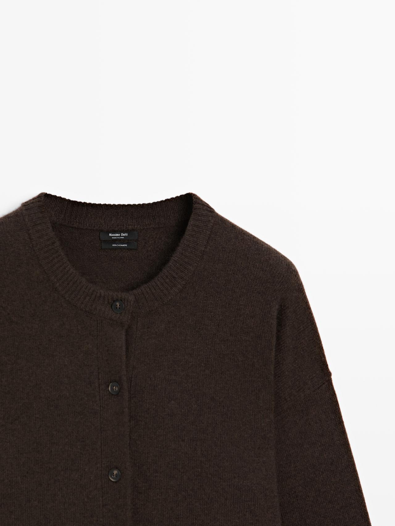 100% cashmere oversize knit cardigan — Chocolate