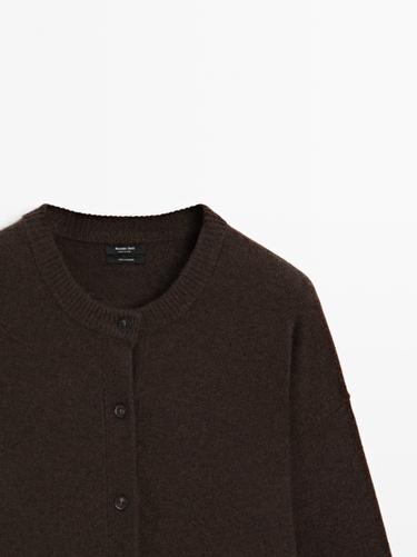 100% cashmere oversize knit cardigan — Chocolate 4