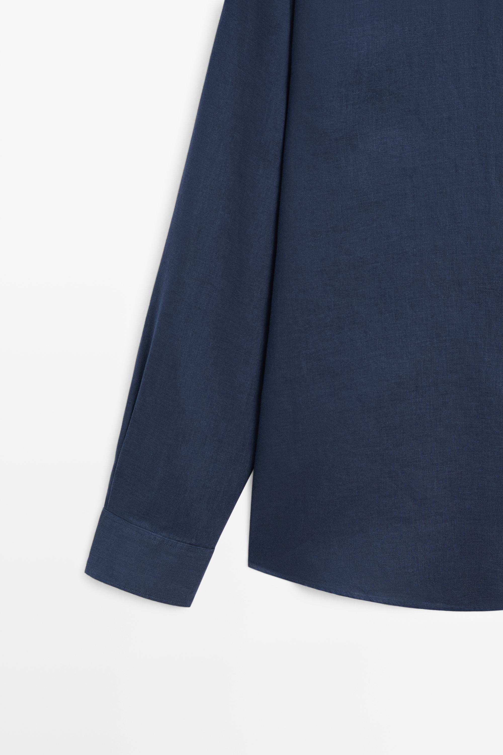 Slim fit 100% linen shirt — DEEP BLUE