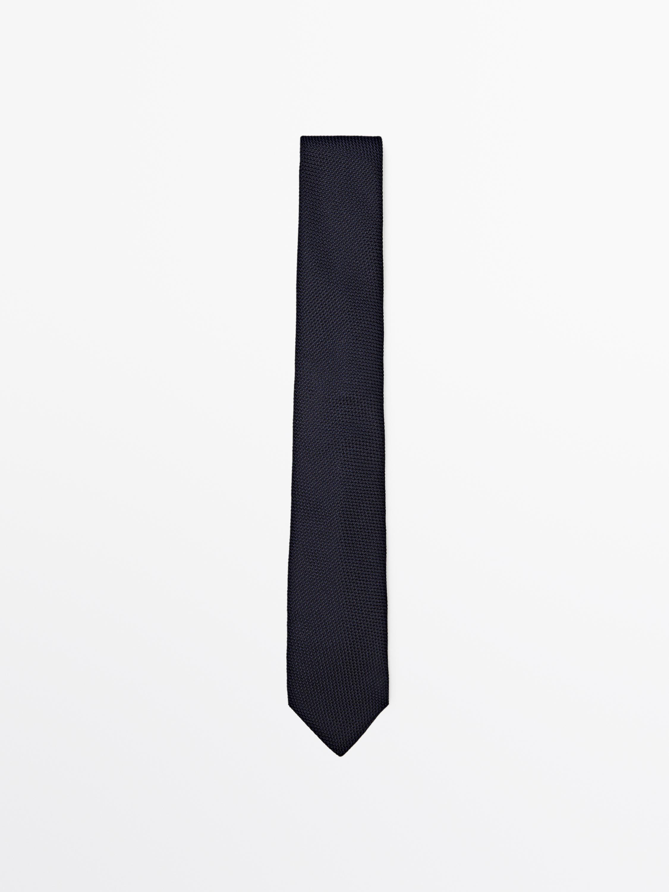 100% garza silk micro textured tie — NAVY BLUE
