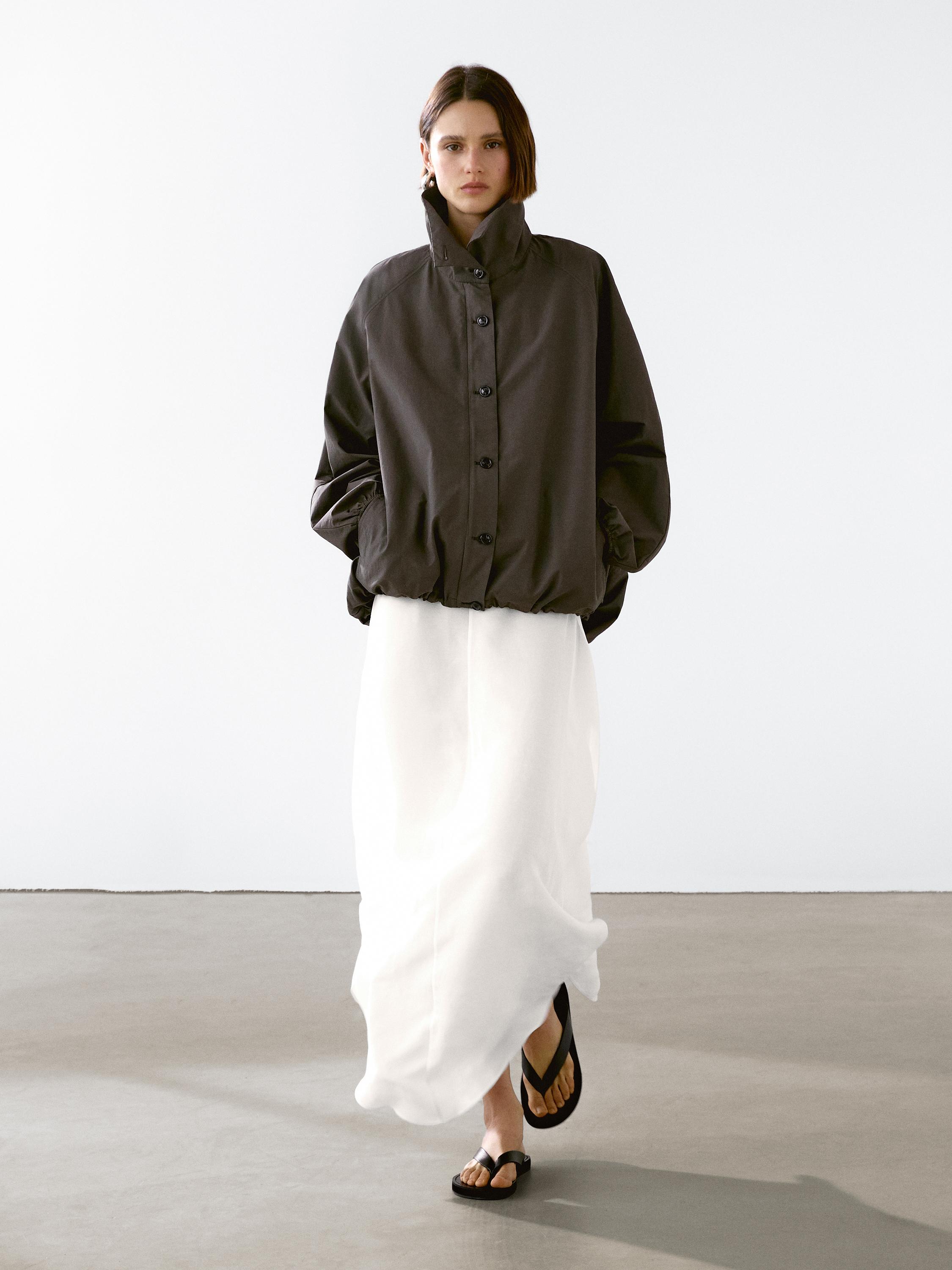 Cotton blend parka with puff detail · Brown · Coats And Jackets