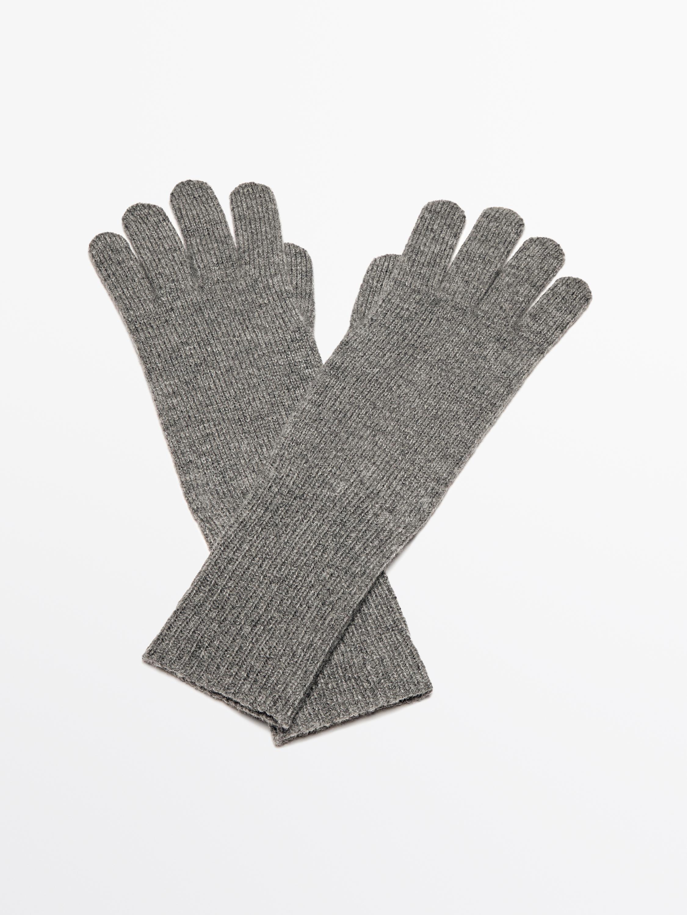 Long thin wool blend gloves