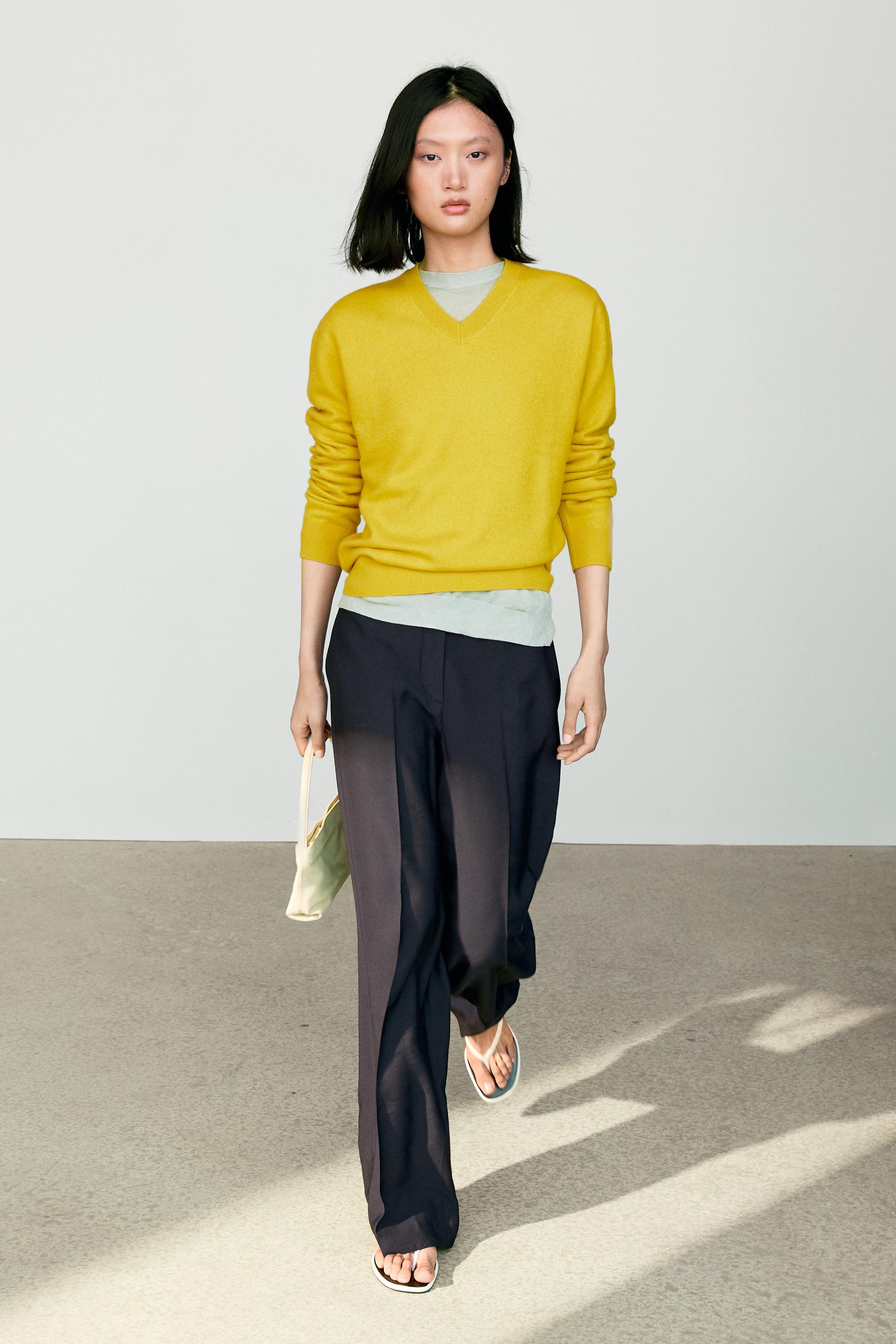100% cashmere knit sweater — LIME