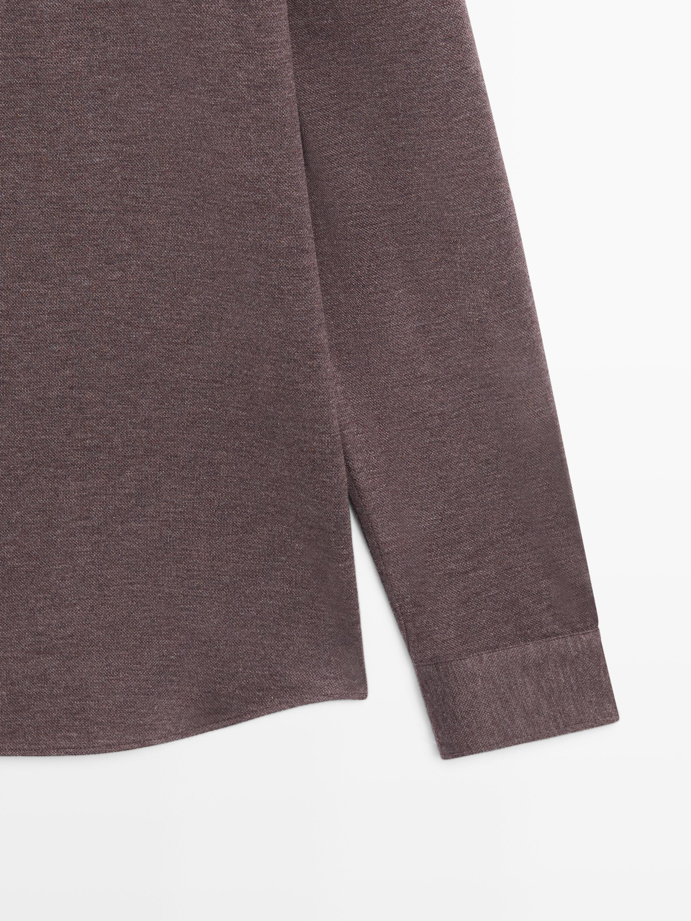 Regular fit melange shirt — BROWN