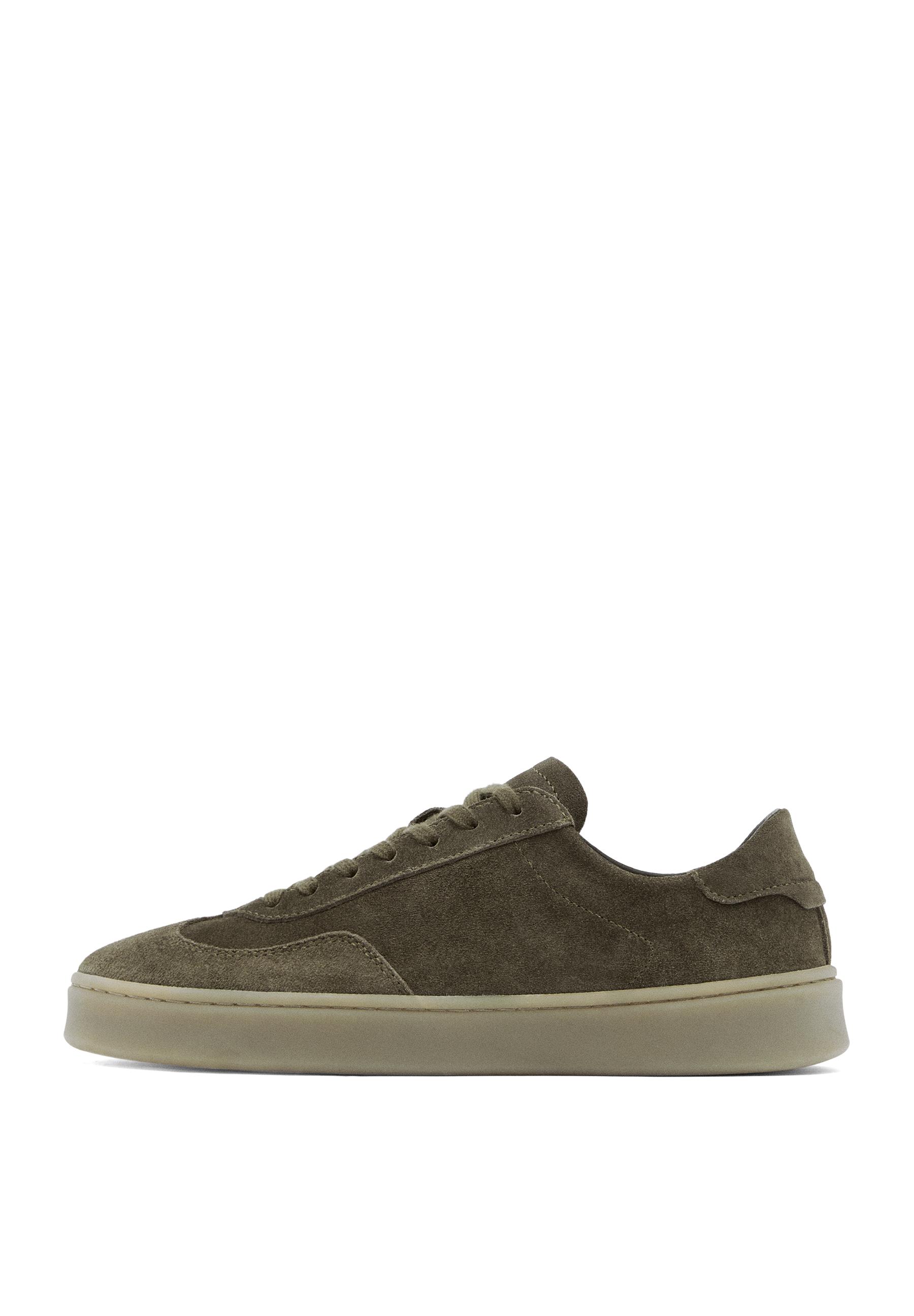 Split suede leather trainers — KHAKI