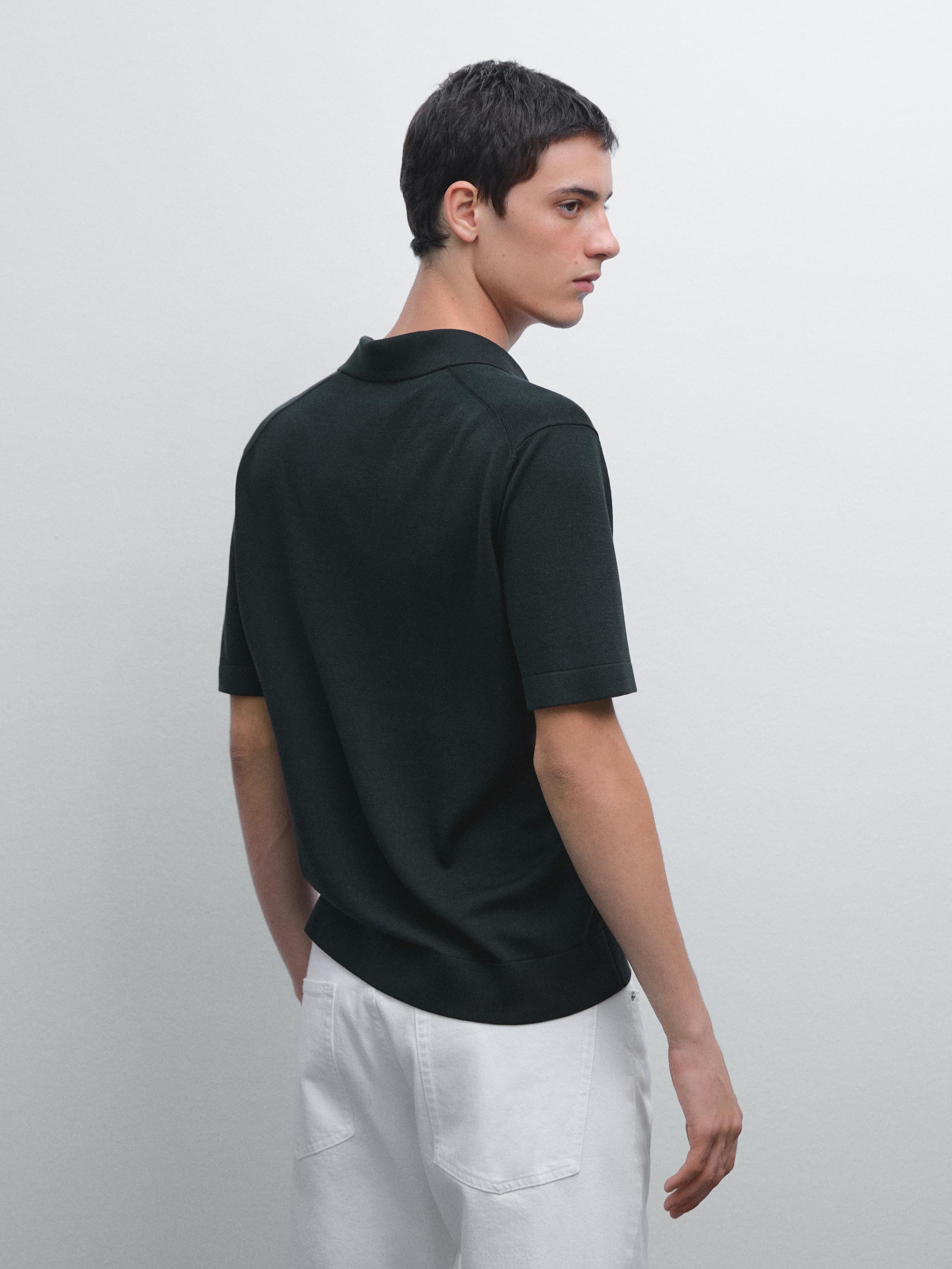 Knit V-neck polo shirt