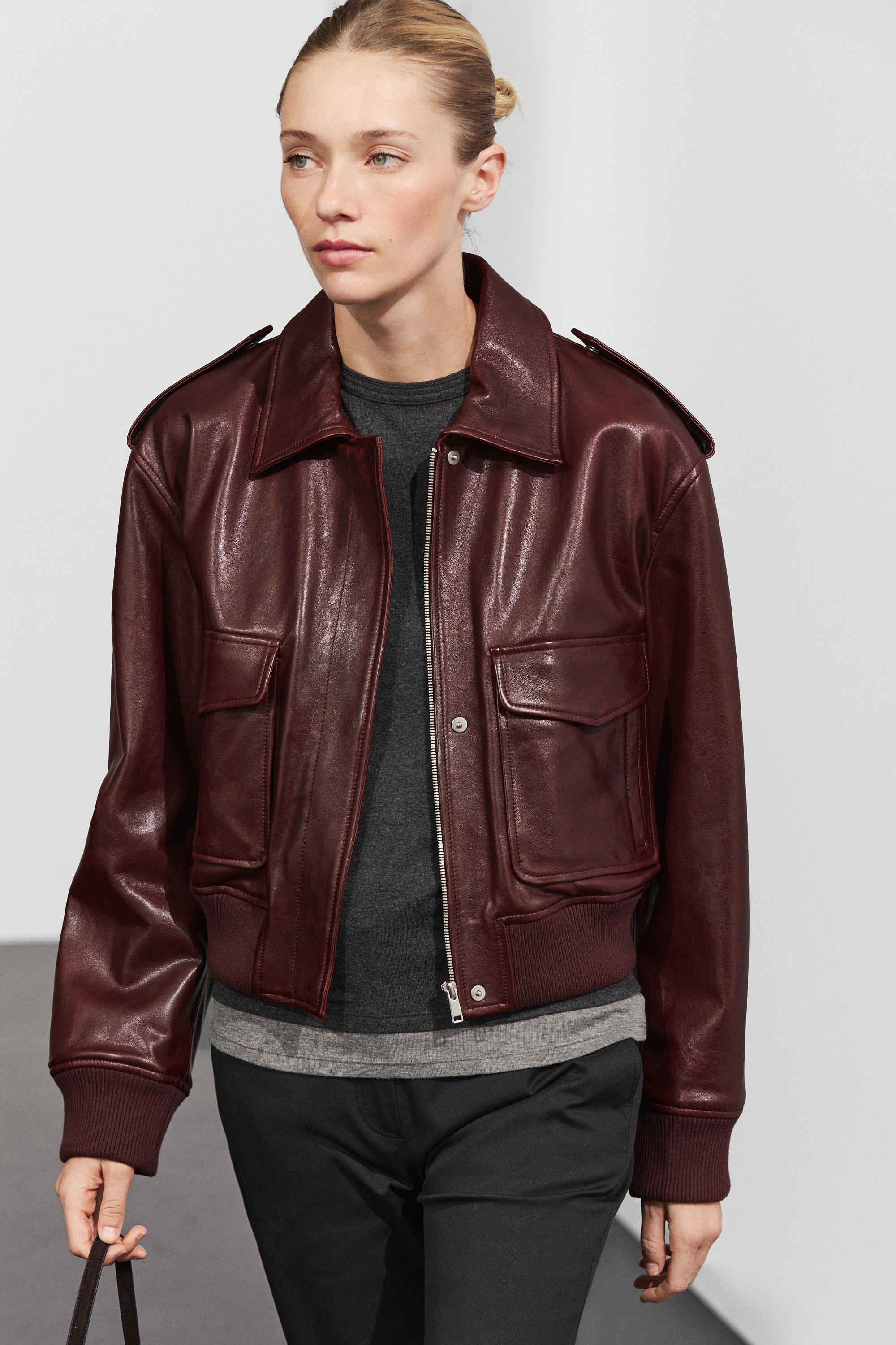 Chaqueta bolsillos piel napa