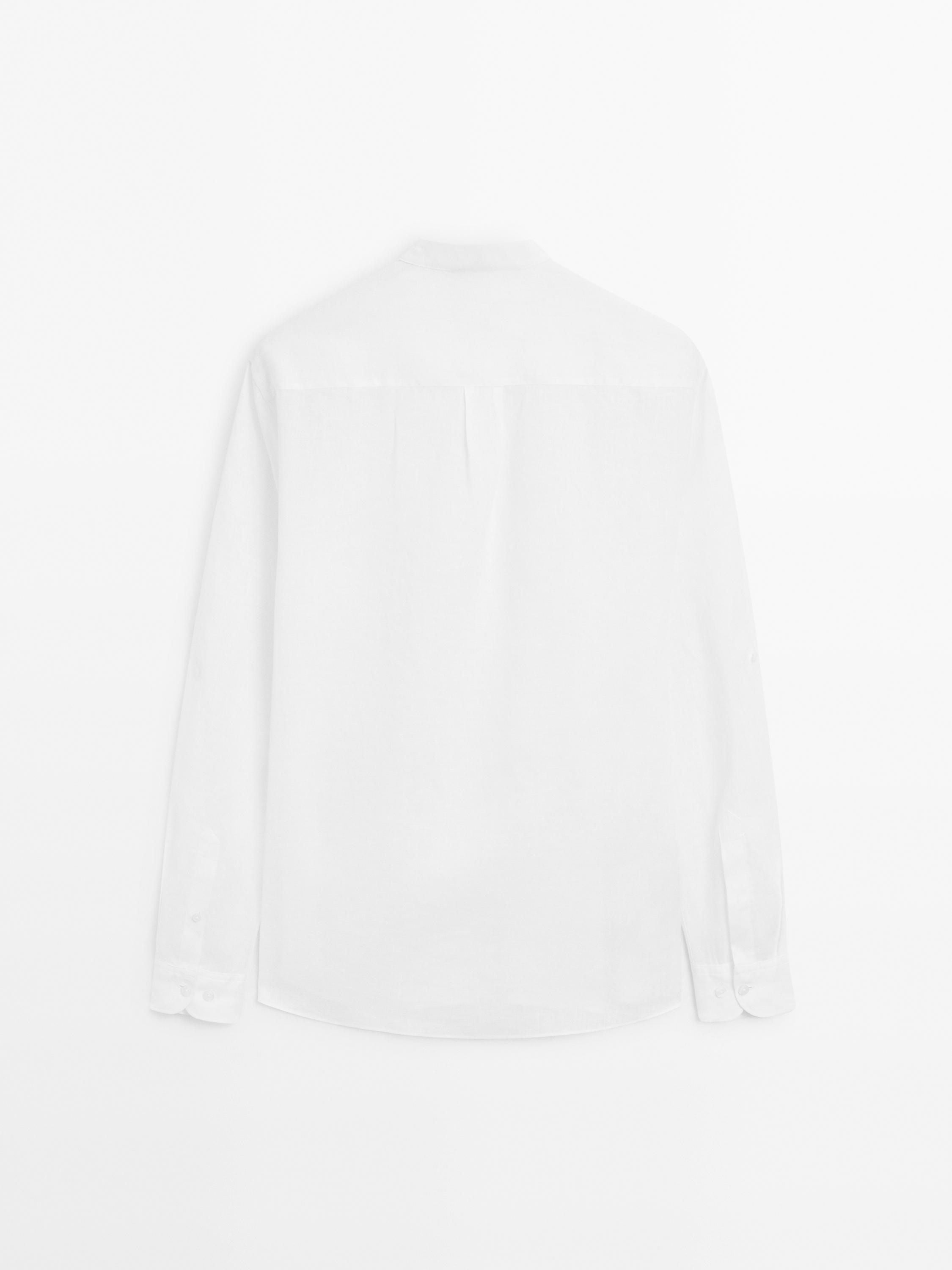 100% linen stand-up collar shirt