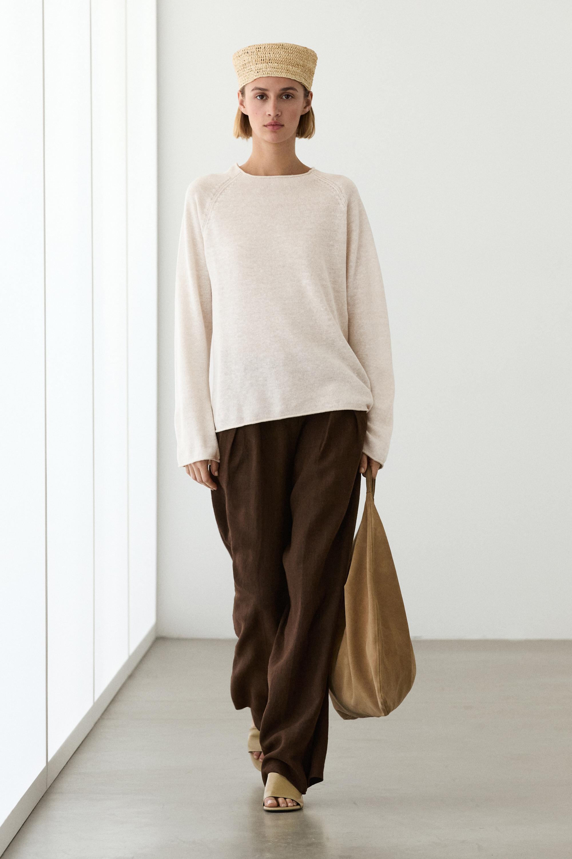 Linen blend knit sweater