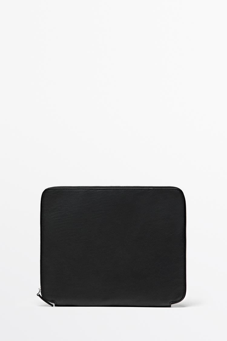 Nappa leather L pouch bag — BLACK