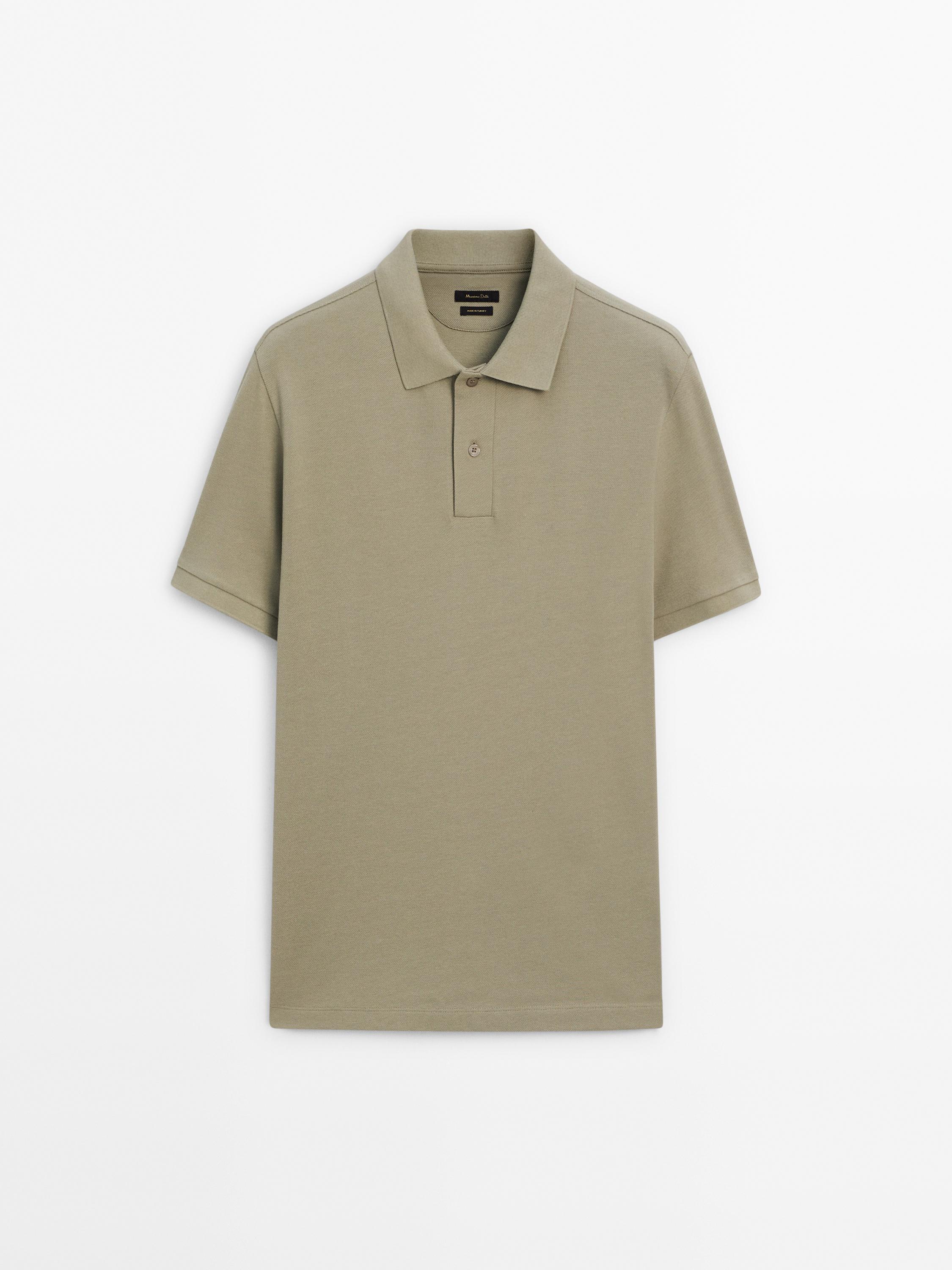 Microtextured cotton piqué polo shirt