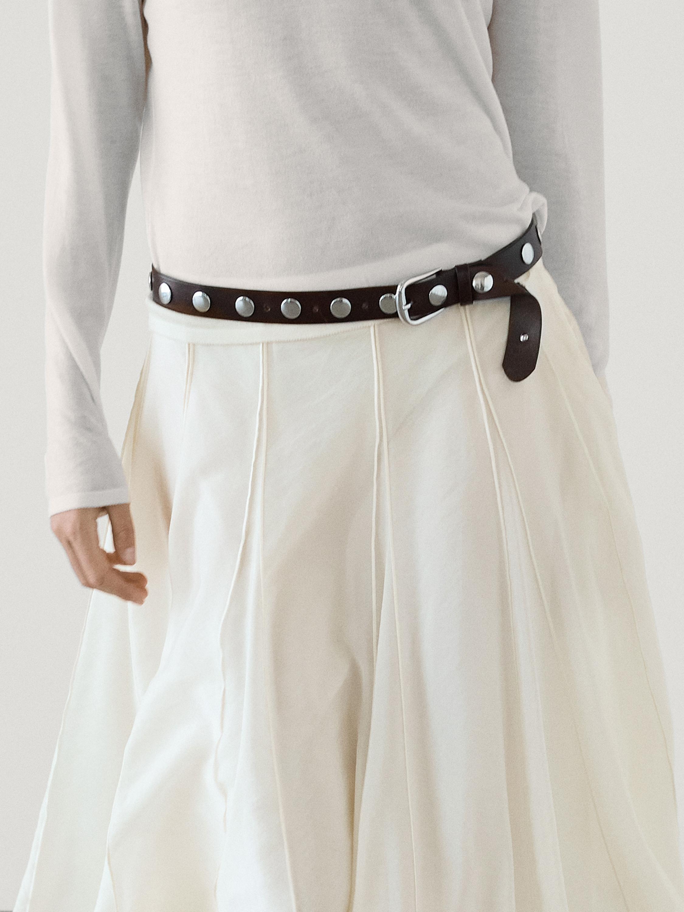 Studded nappa leather belt