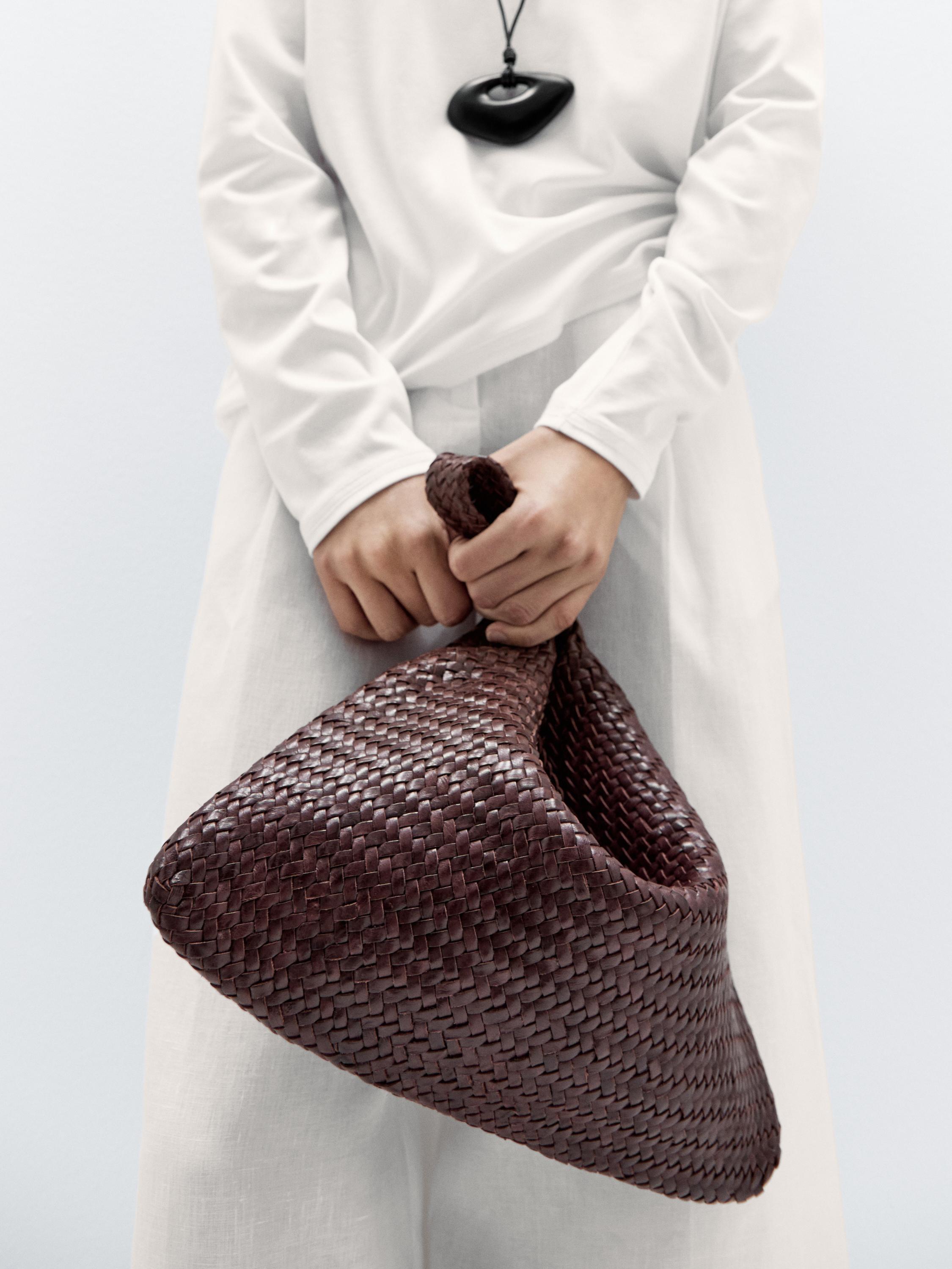 Braided nappa leather shopper bag