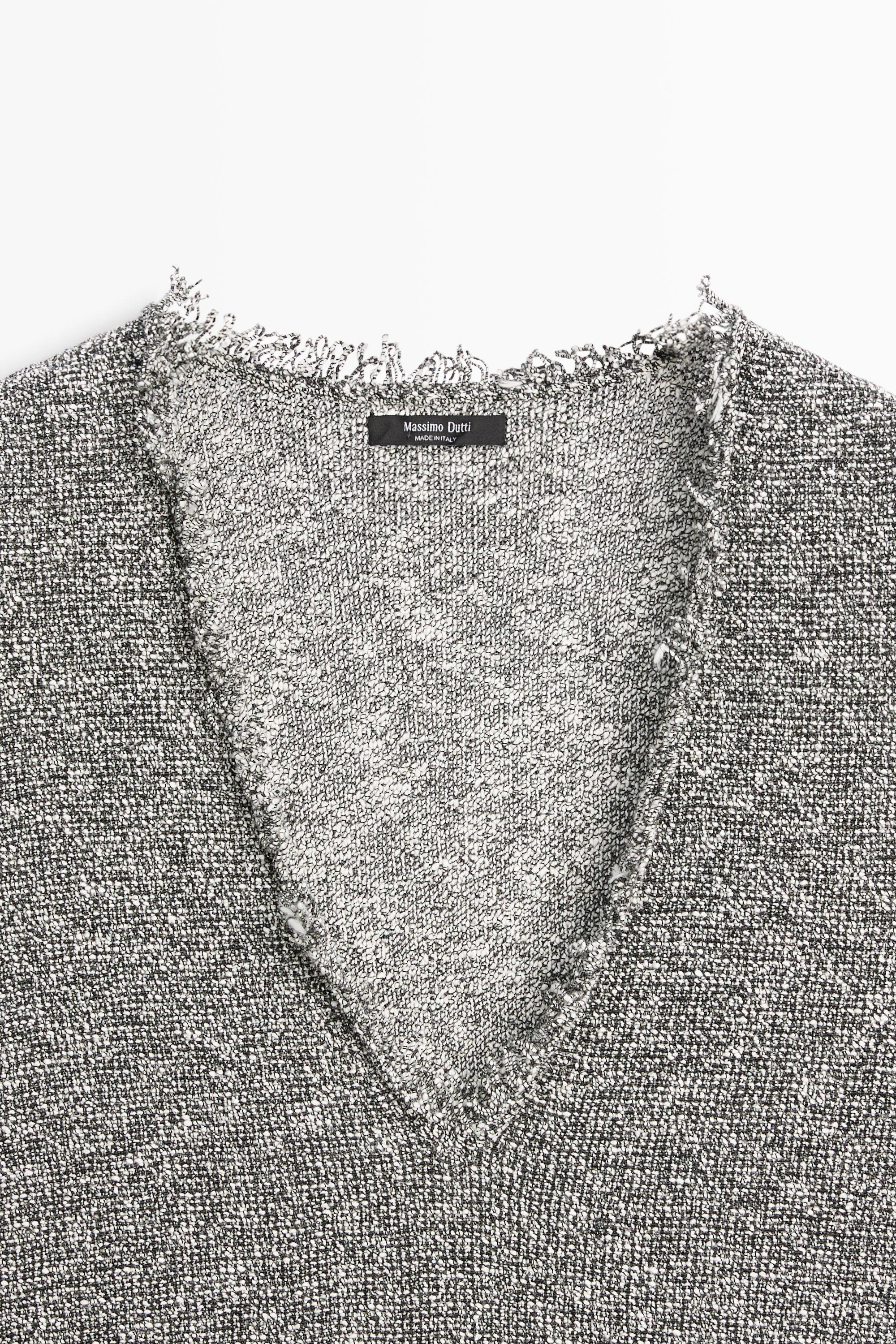 Flecked-effect V-neck top — GREY MARL