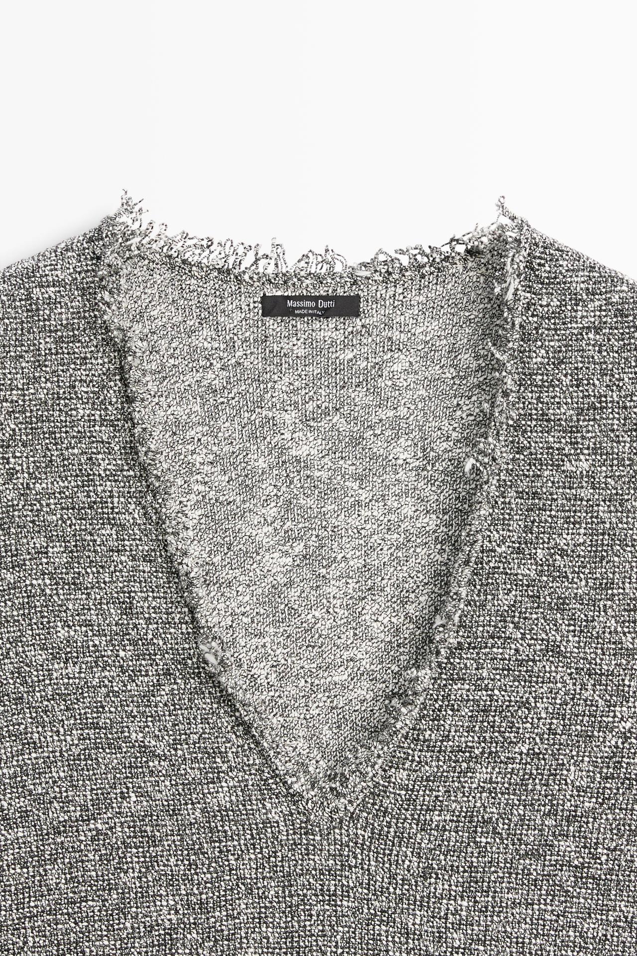 V-neck mottled top co-ord — GREY MARL