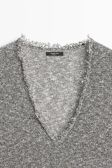 V-neck mottled top co-ord — GREY MARL 4