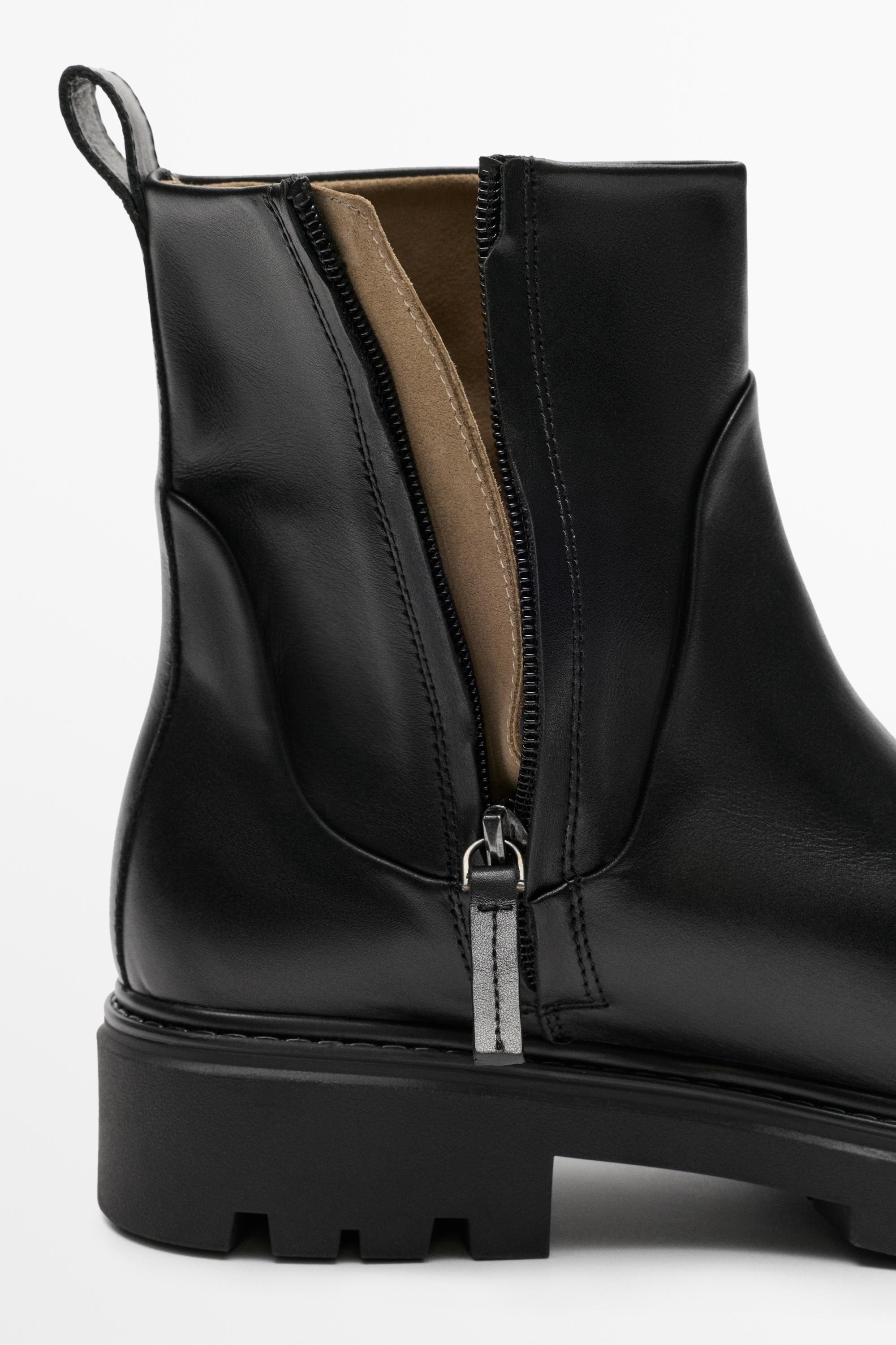 Massimo Dutti Düz deri tırtıklı taban bilekte bot görsel 5