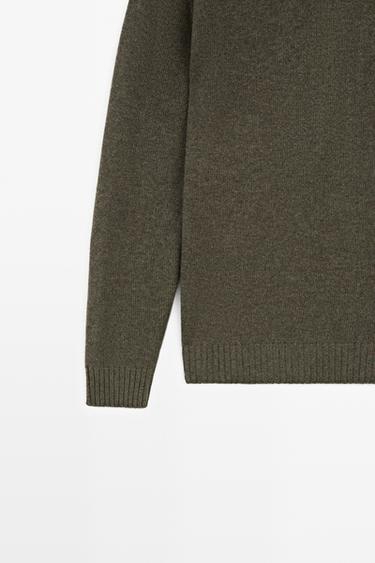 Cashmere round neck knit sweater — KHAKI 7