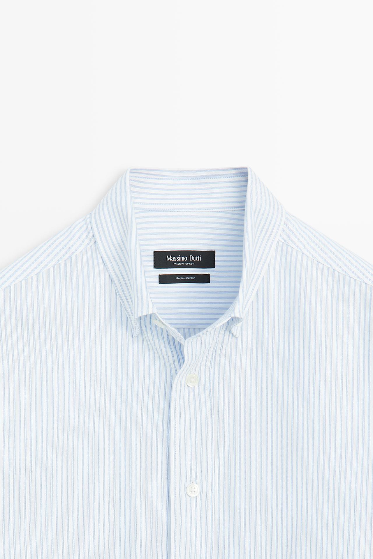 Striped regular fit Oxford shirt — Sky blue