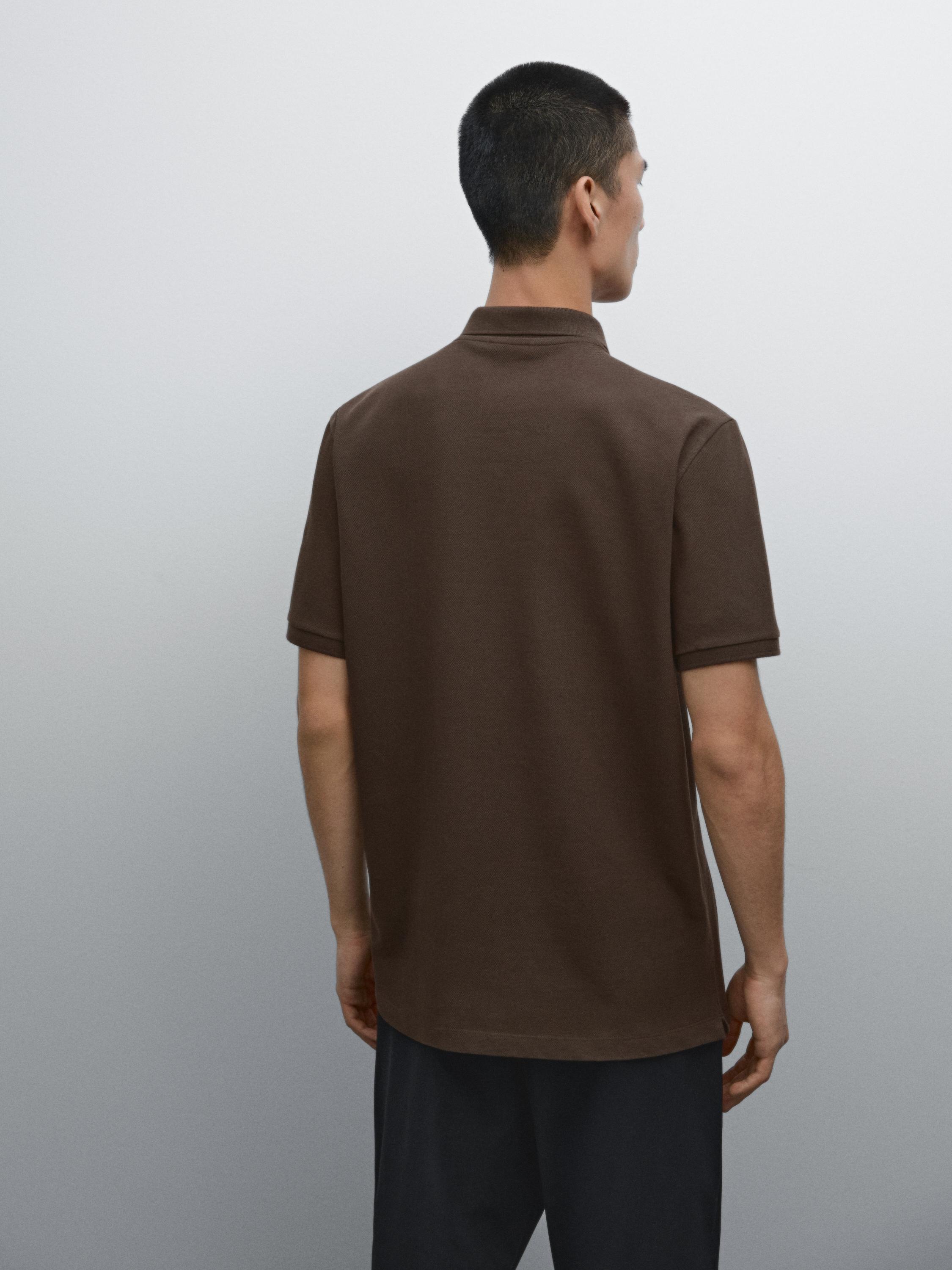Micro textured piqué cotton polo shirt