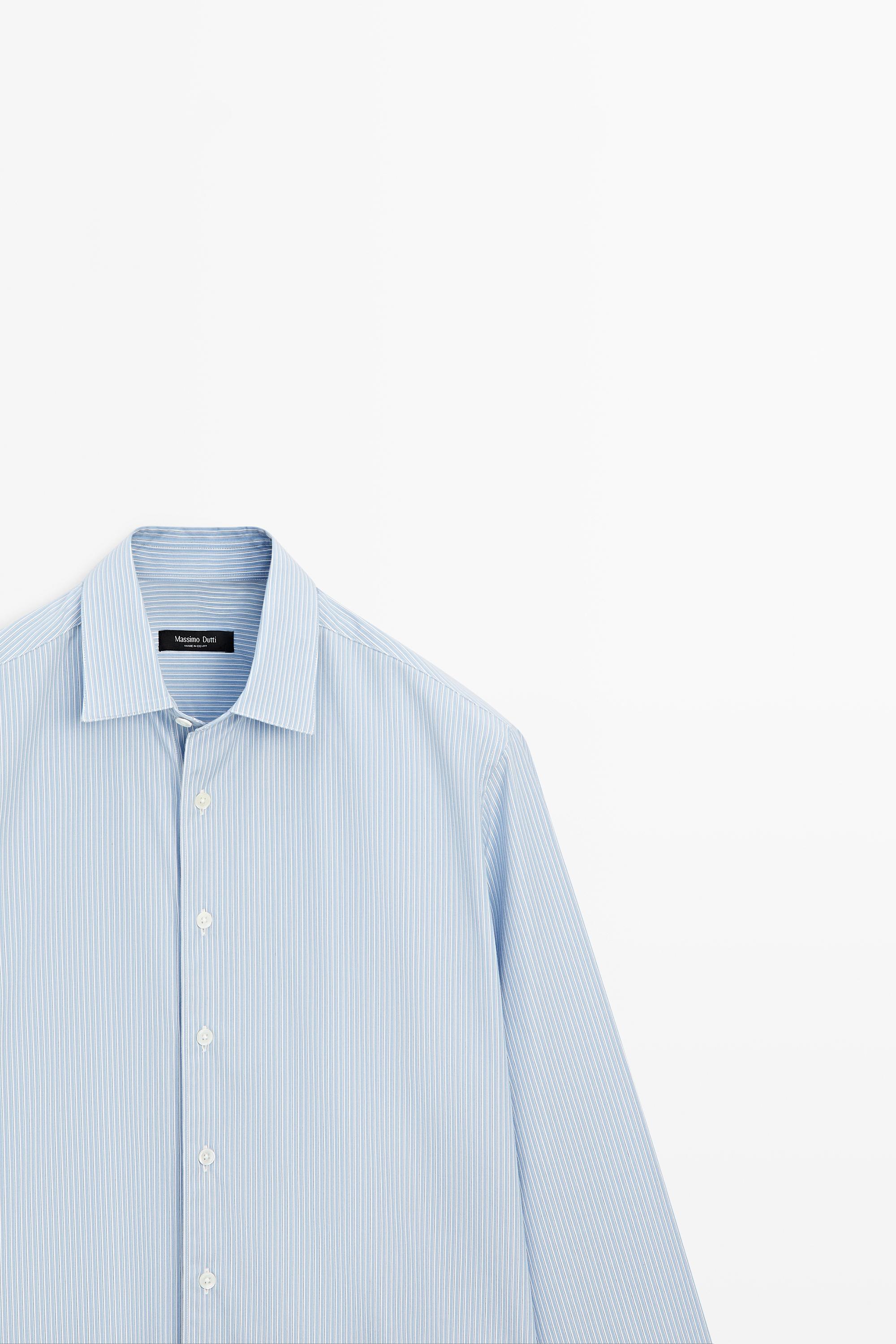100% cotton poplin regular fit shirt — SKY BLUE