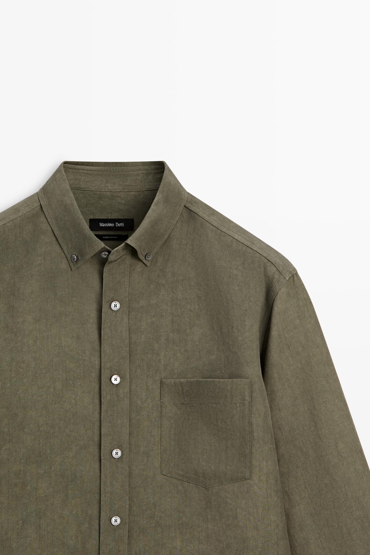 Regular fit shirt with pocket detail — DARK GREEN