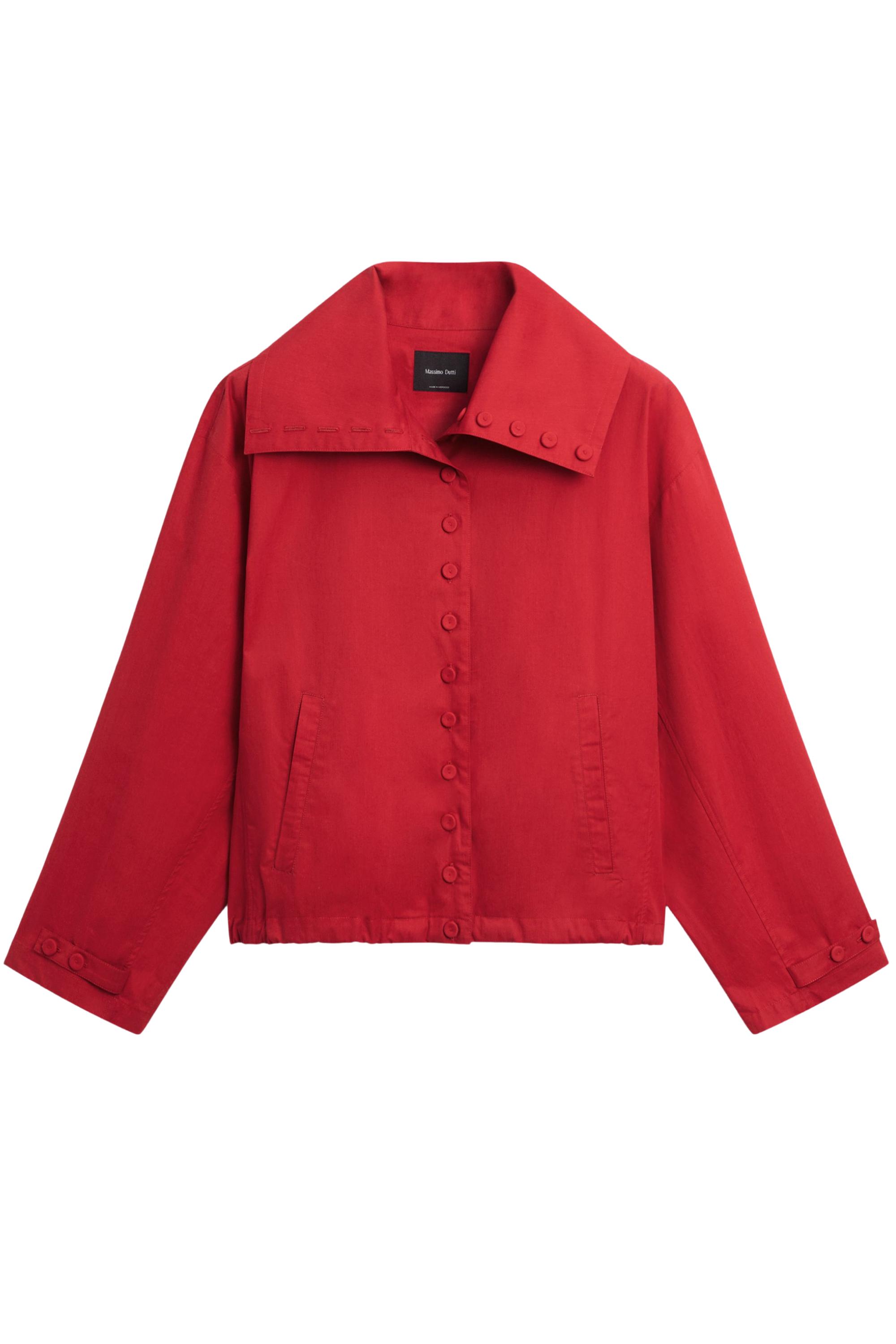 Lightweight cotton jacket with button details — BRIGHT RED