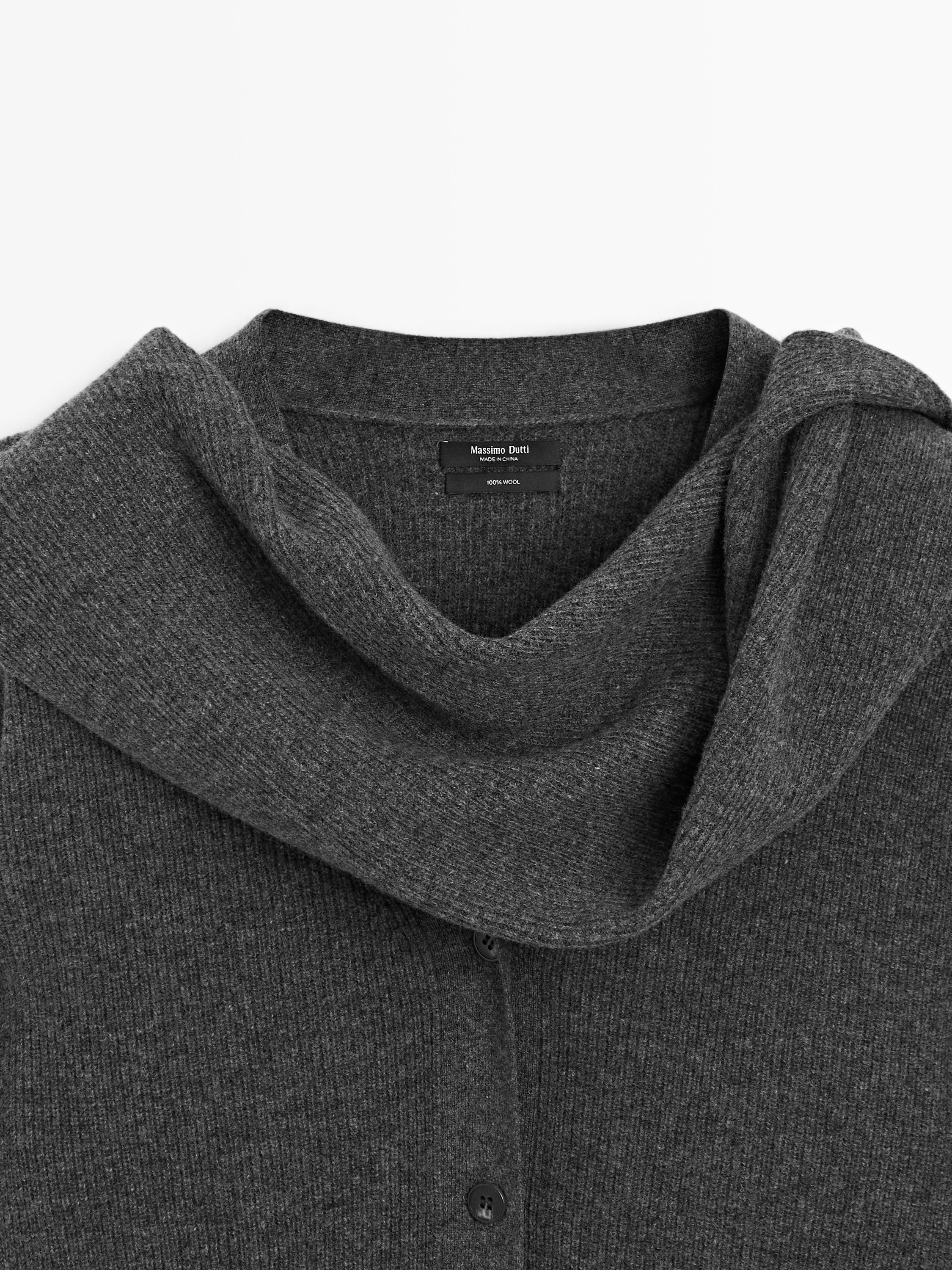 Cardigan avec écharpe 100 % laine