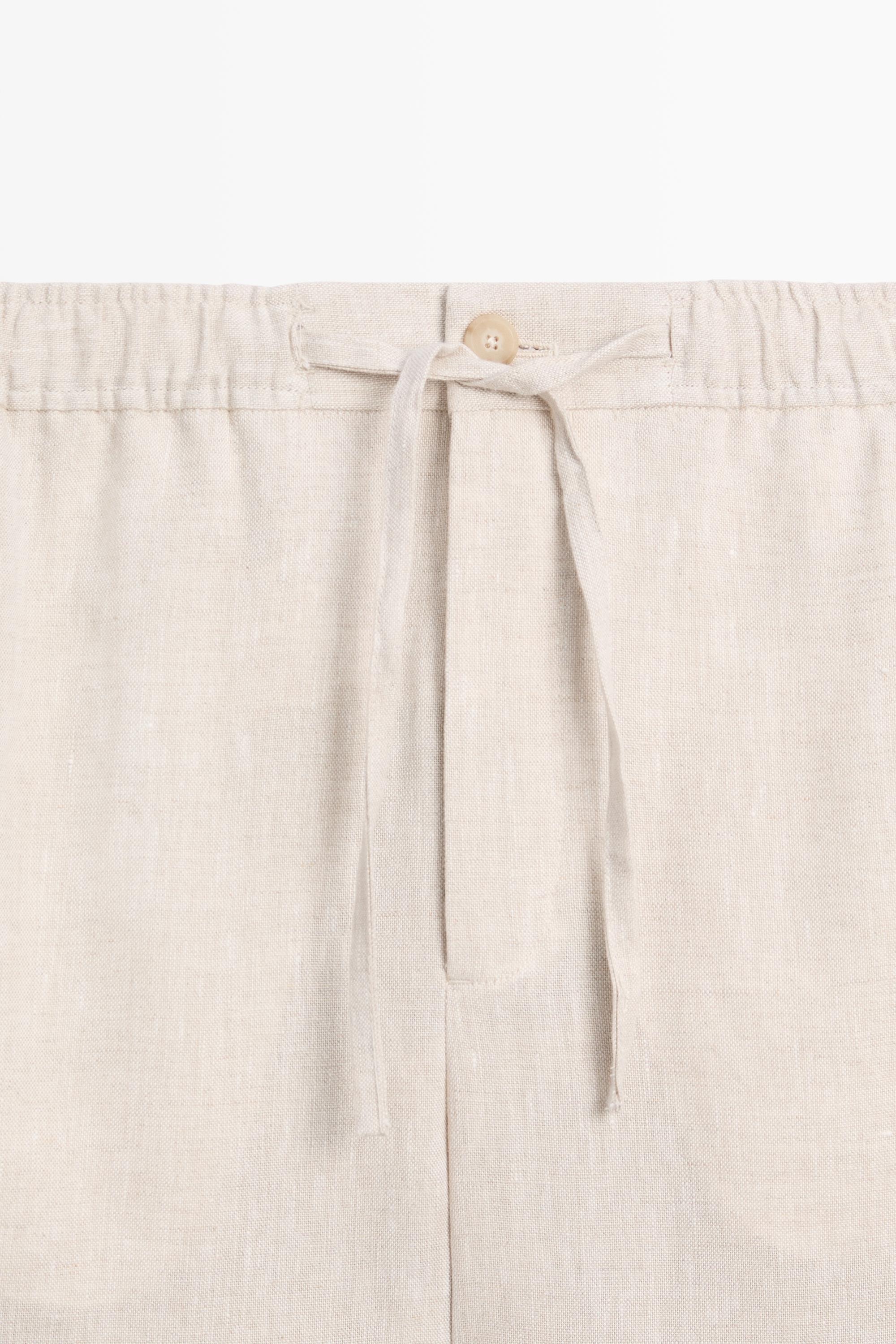 100% linen jogger fit pants — CREAM