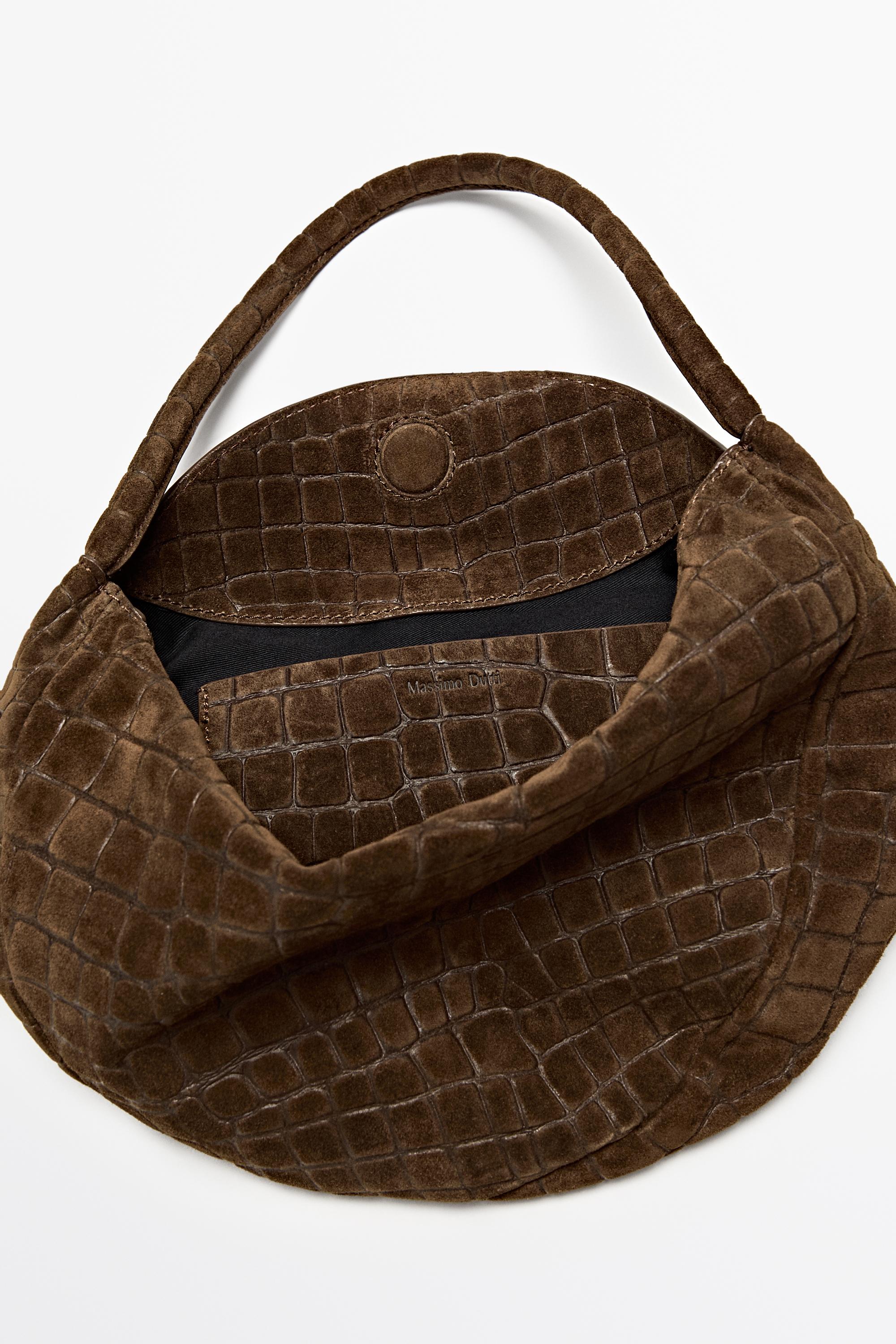 Split suede leather slouchy mini bag — LEATHER