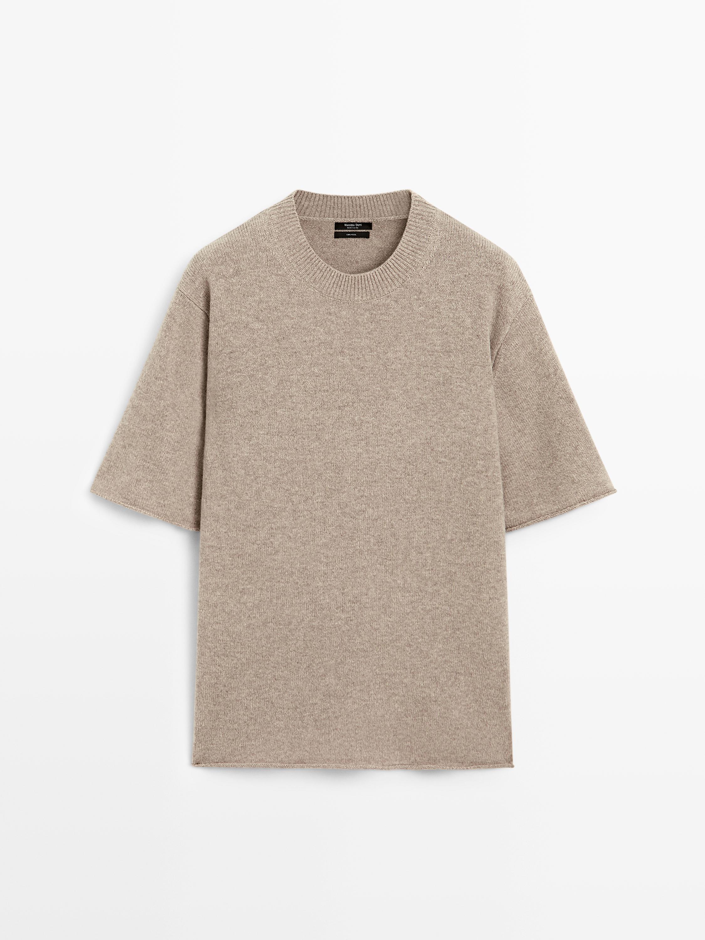 Oversize wool sweater with short sleeves — MOLE BROWN
