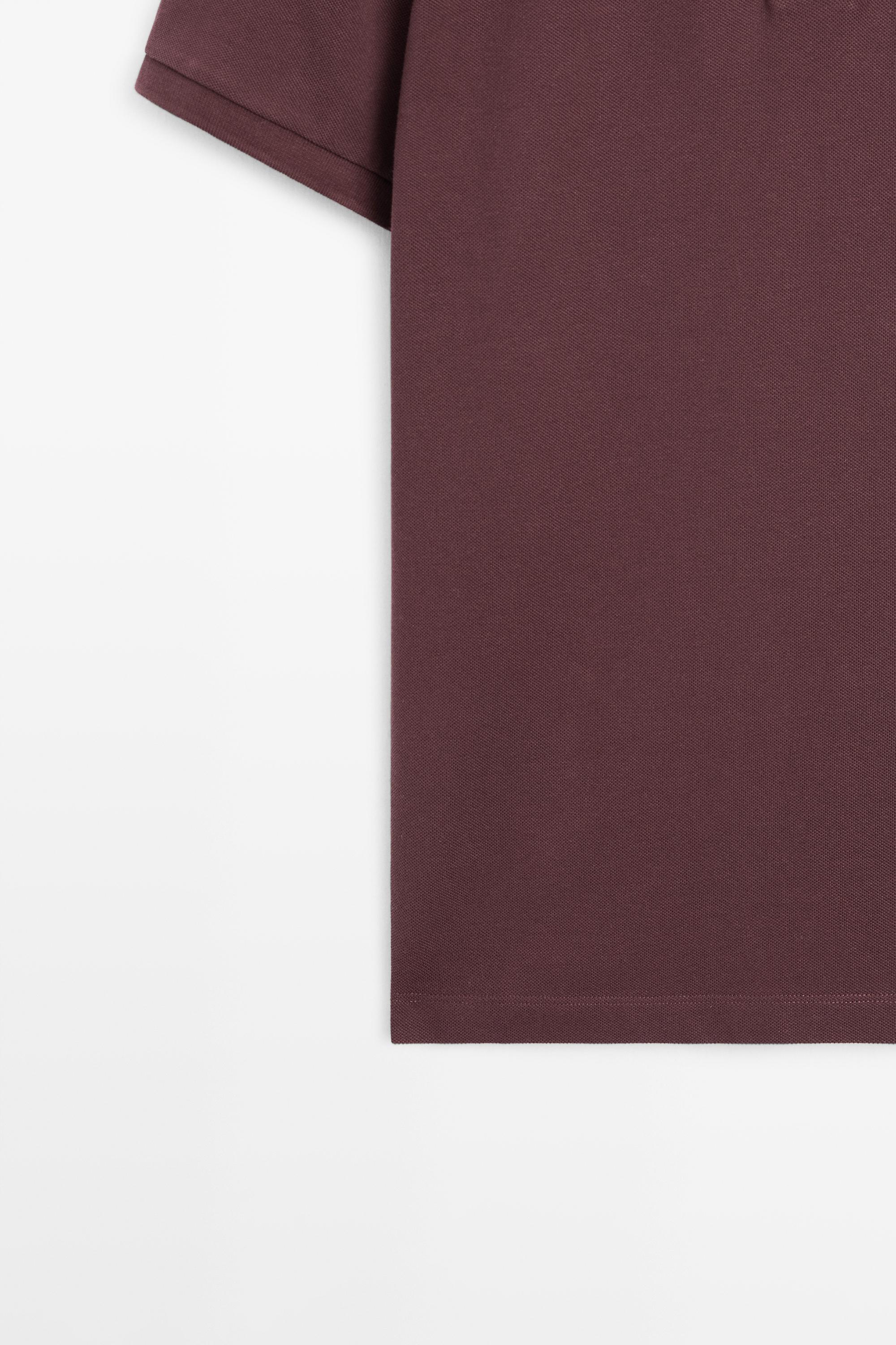 Micro-textured cotton piqué polo shirt — MAROON