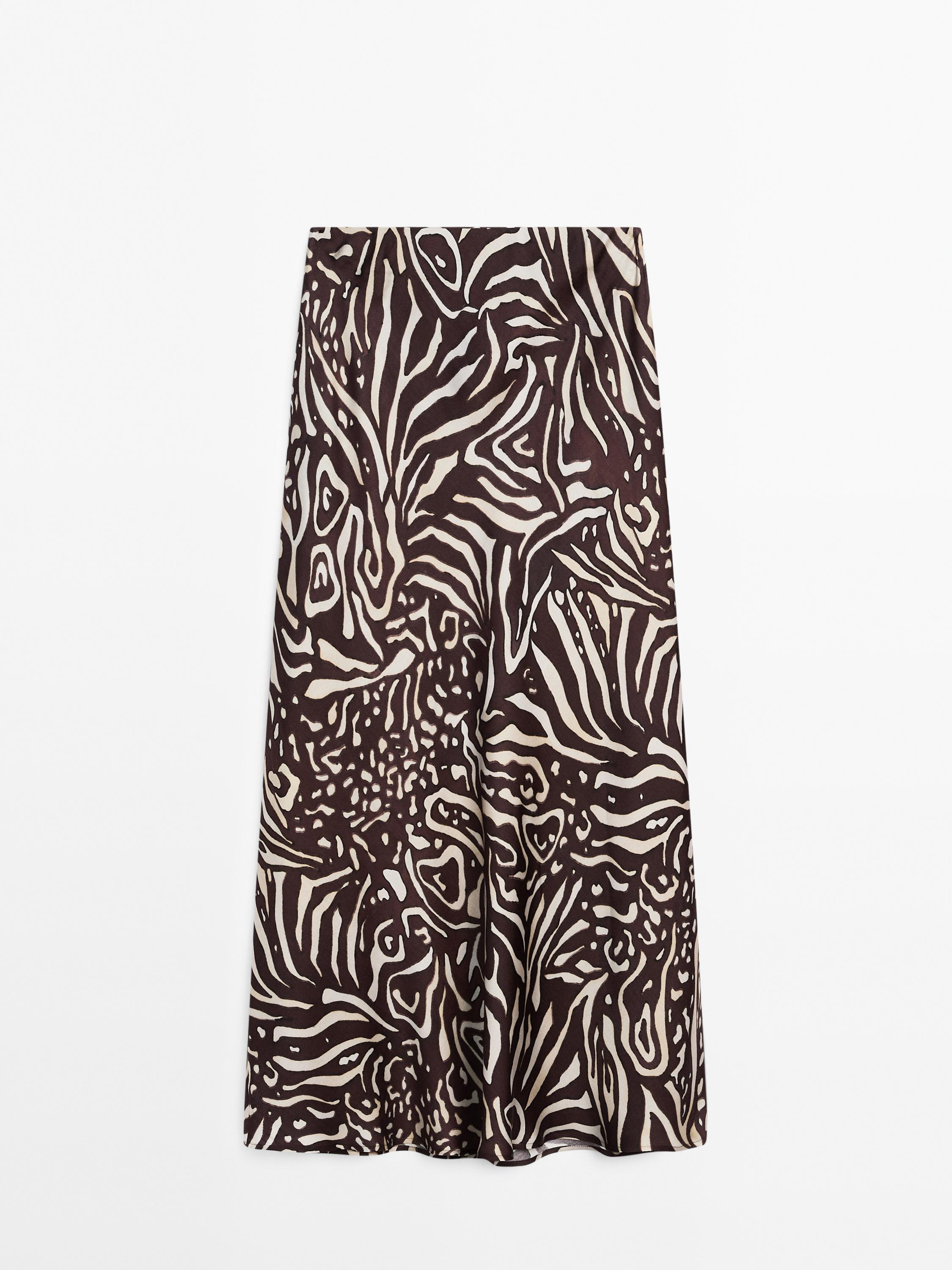 Saia midi fluida com animal print