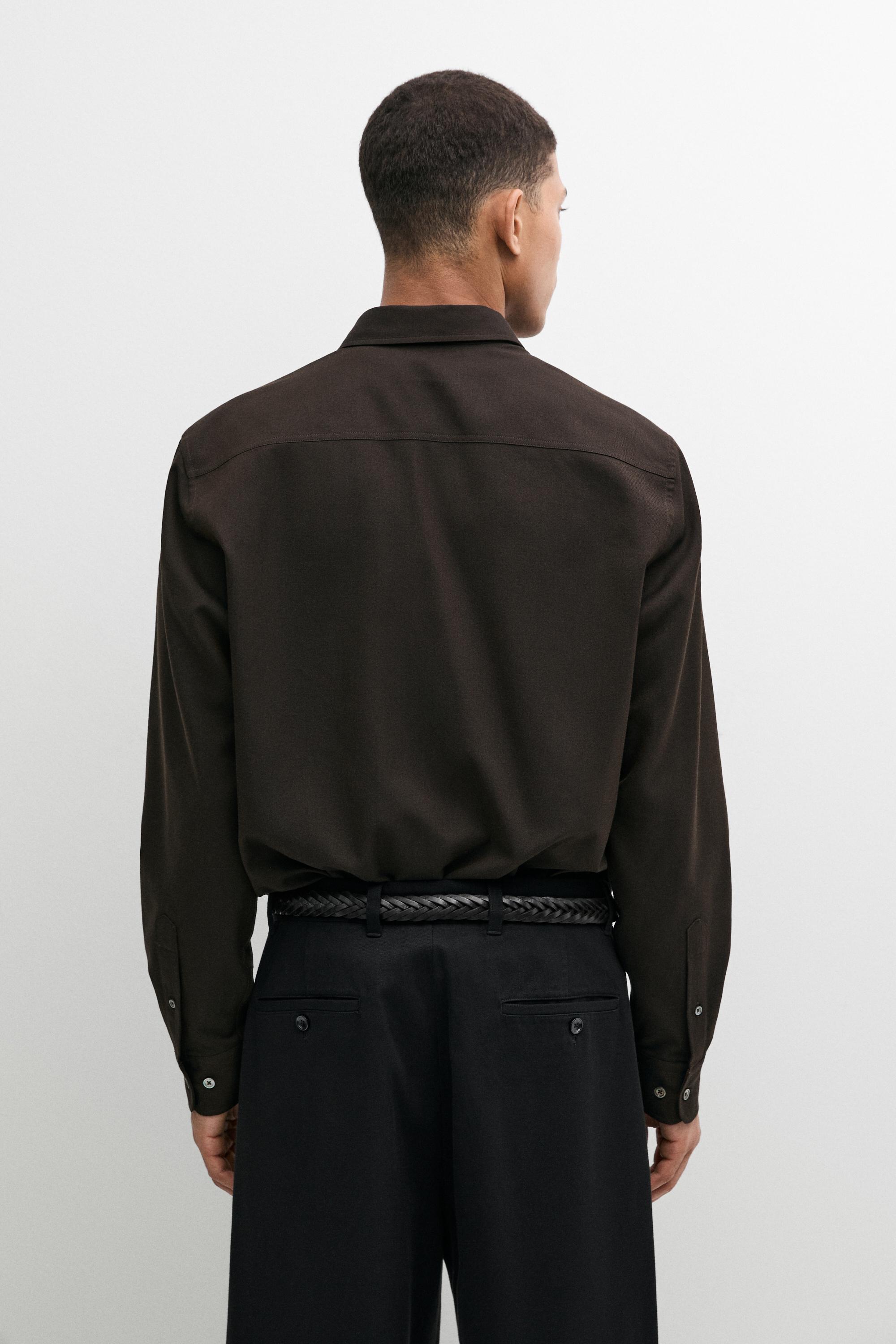 100% Cotton Twill Regular Fit Shirt — Chocolate
