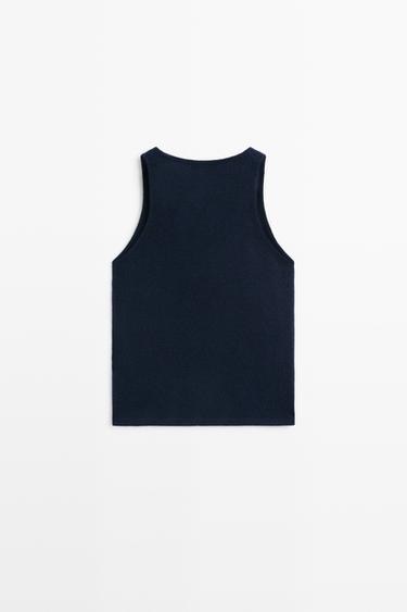 Wool blend knit round neck top — NAVY BLUE 6