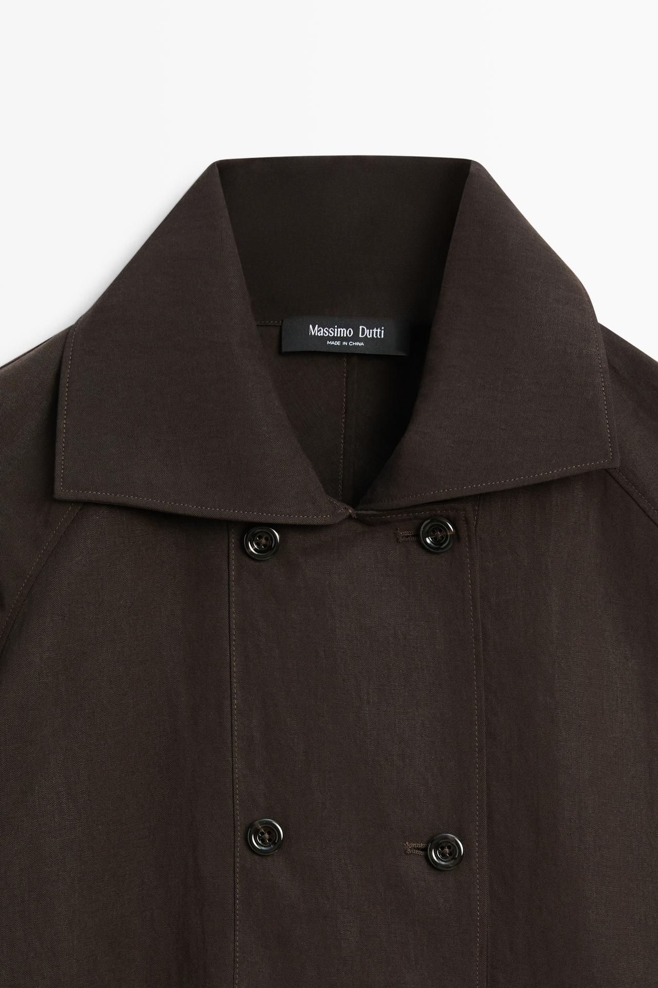 Double-breasted detail shirt — BROWN