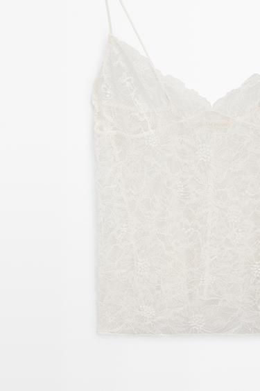 Strappy floral lace top — CREAM 7