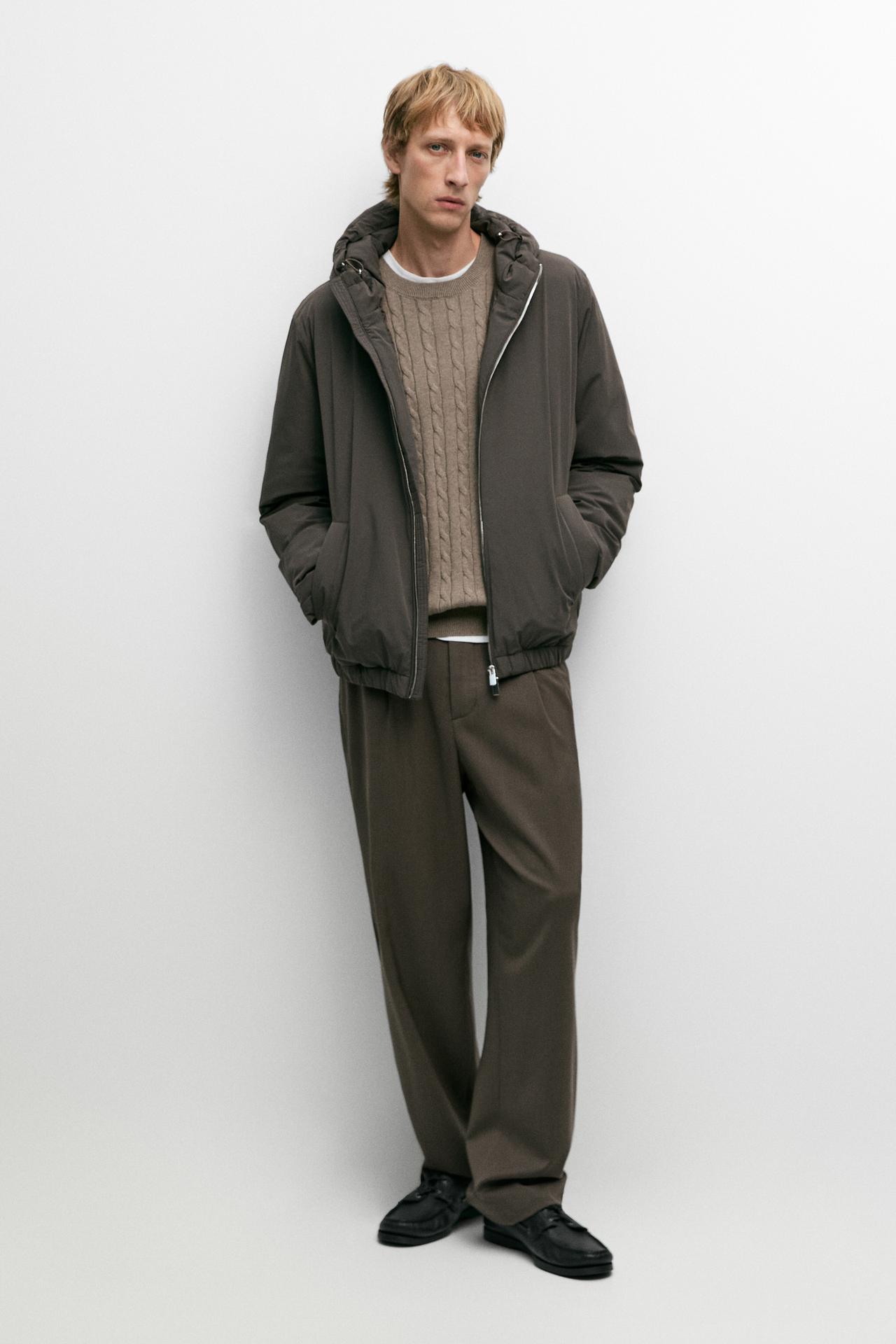Lightweight hooded down jacket — GREY