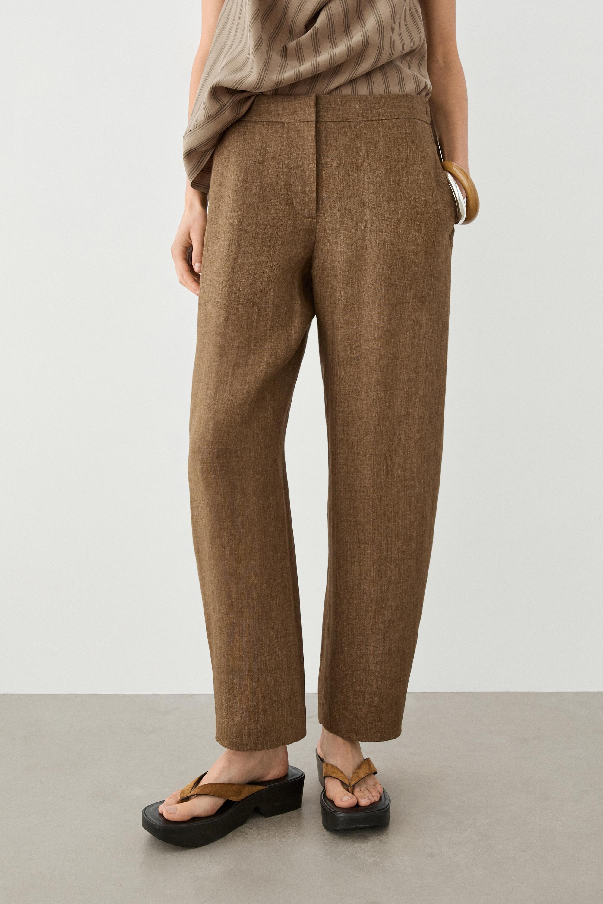 100% linen barrel fit pants