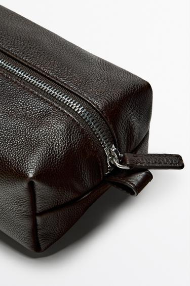 Nappa leather mini toiletry bag — BROWN 2