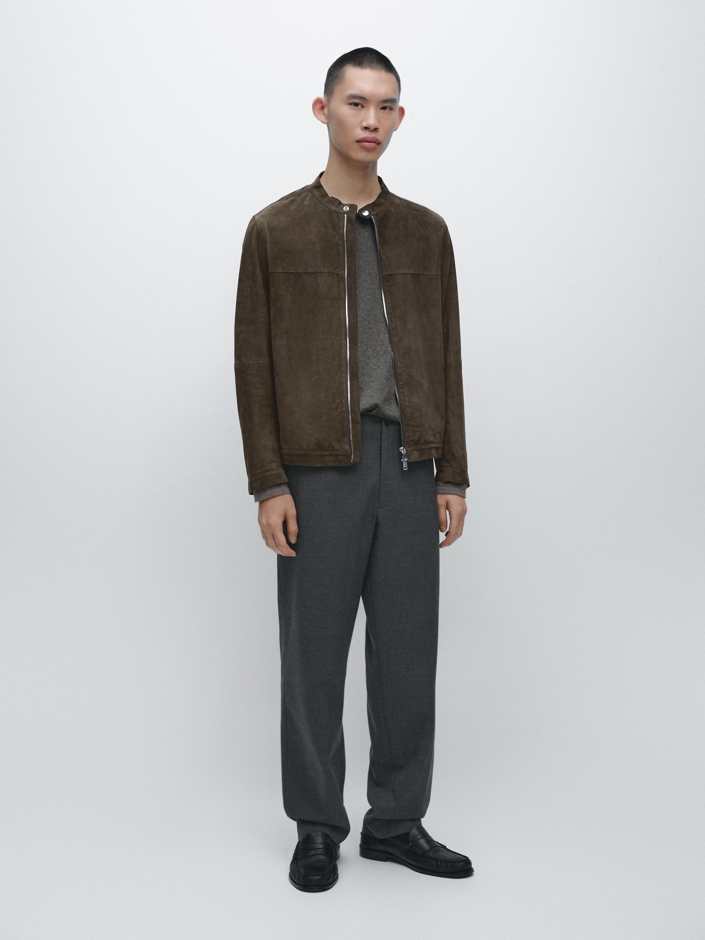 Cool wool textured trousers — GREY