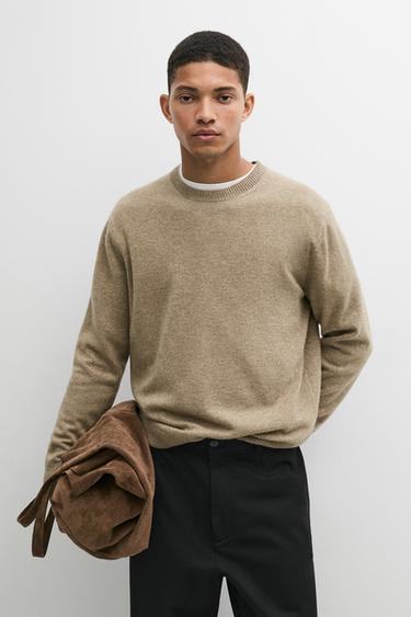 Wool blend round neck knit sweater — Washed 3